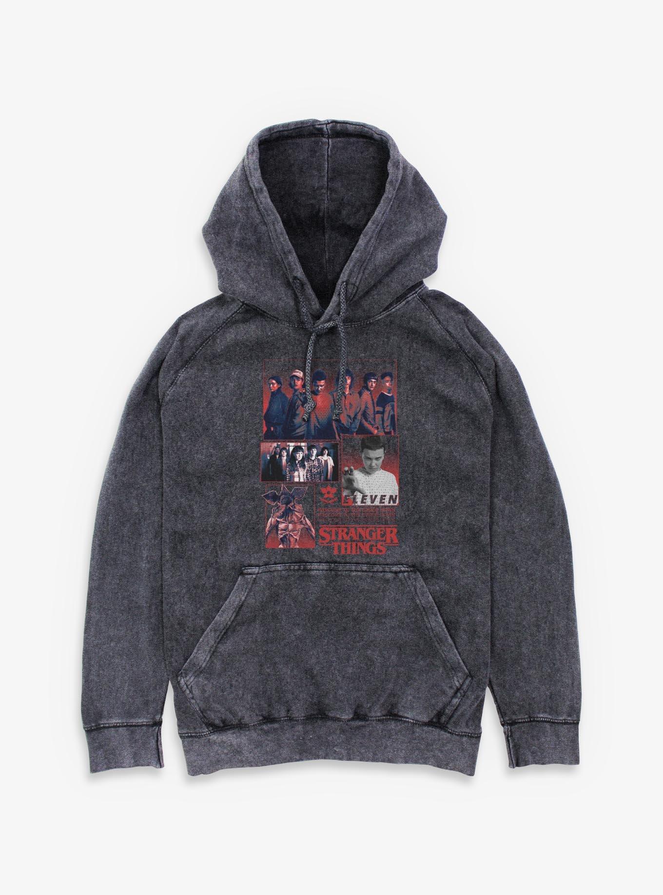 Stranger Things Welcome To The Upside Down Character Panels Mineral Wash Hoodie, , hi-res
