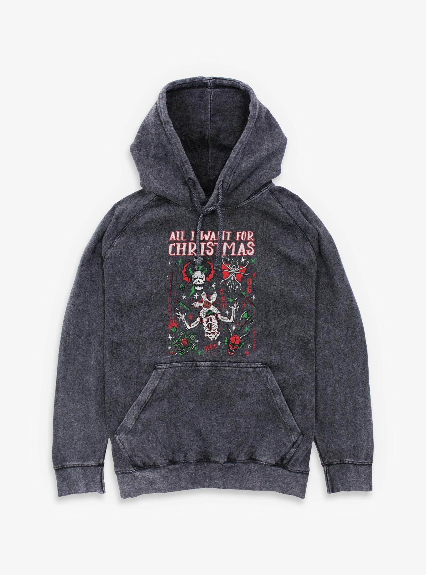Stranger Things All I Want For Christmas Hellfire Club Mineral Wash Hoodie, , hi-res
