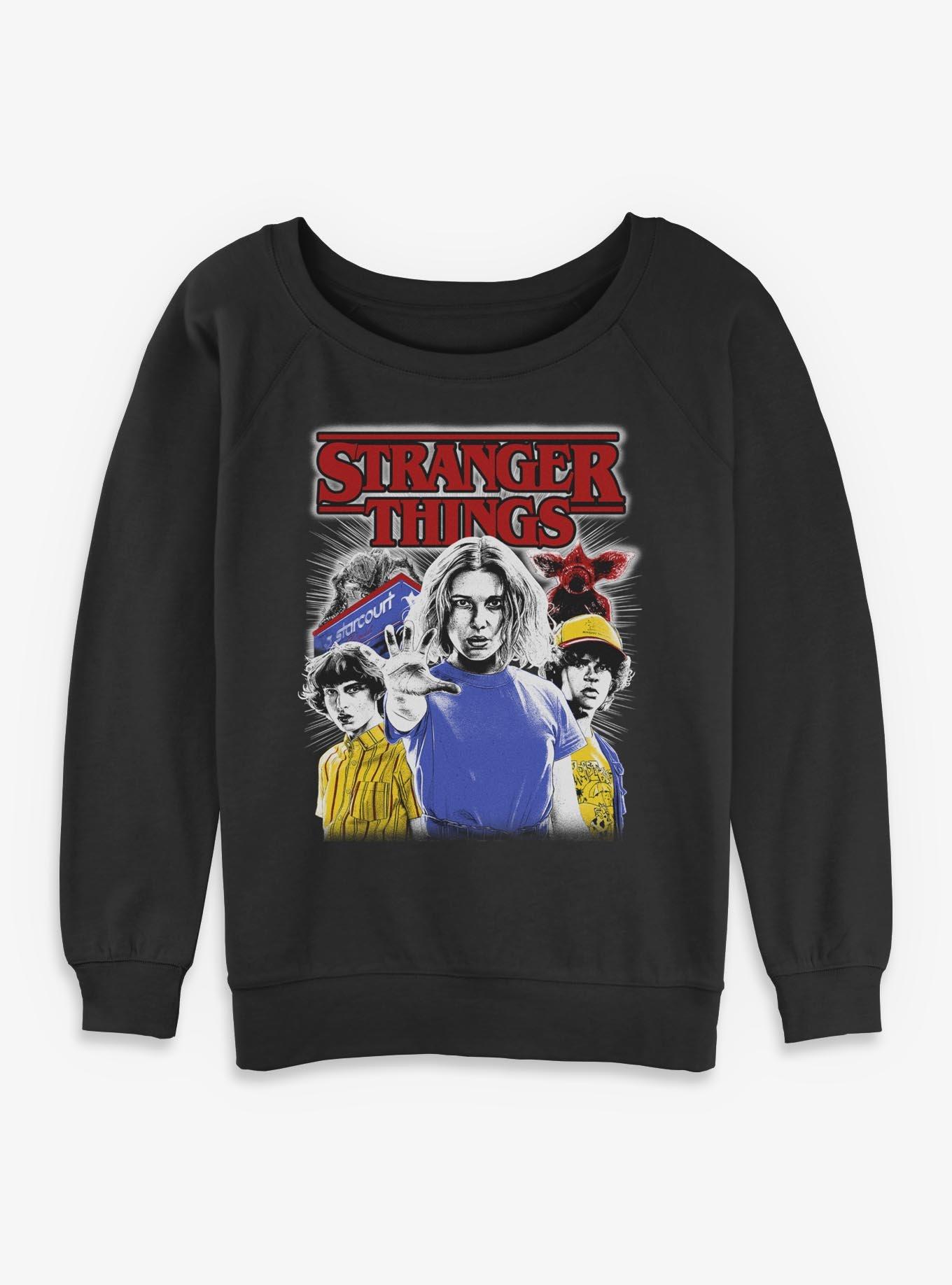 Stranger Things Old School Collage Womens Slouchy Sweatshirt, , hi-res