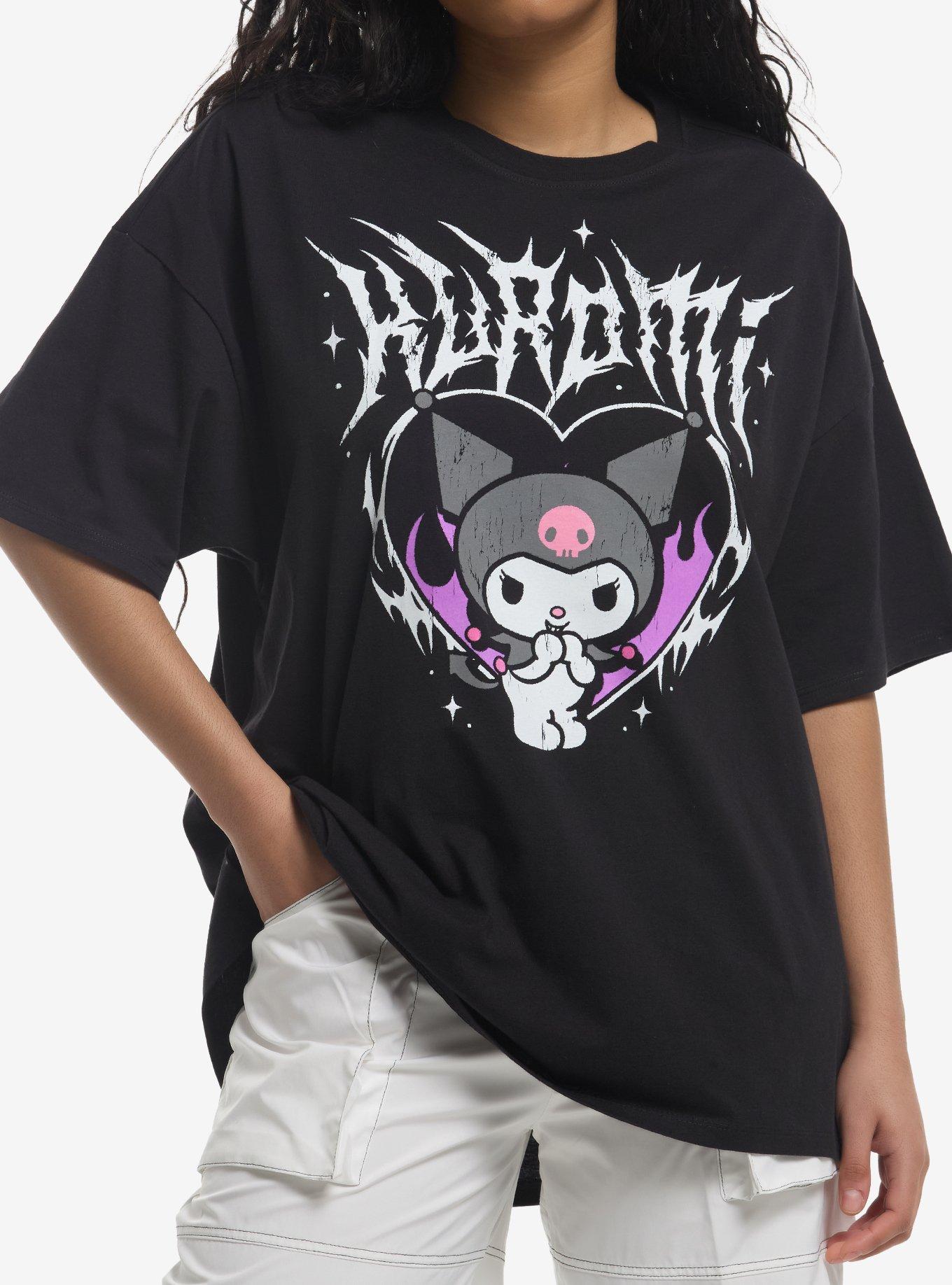 Kuromi Metal Destructed Girls Oversized T-Shirt, , hi-res