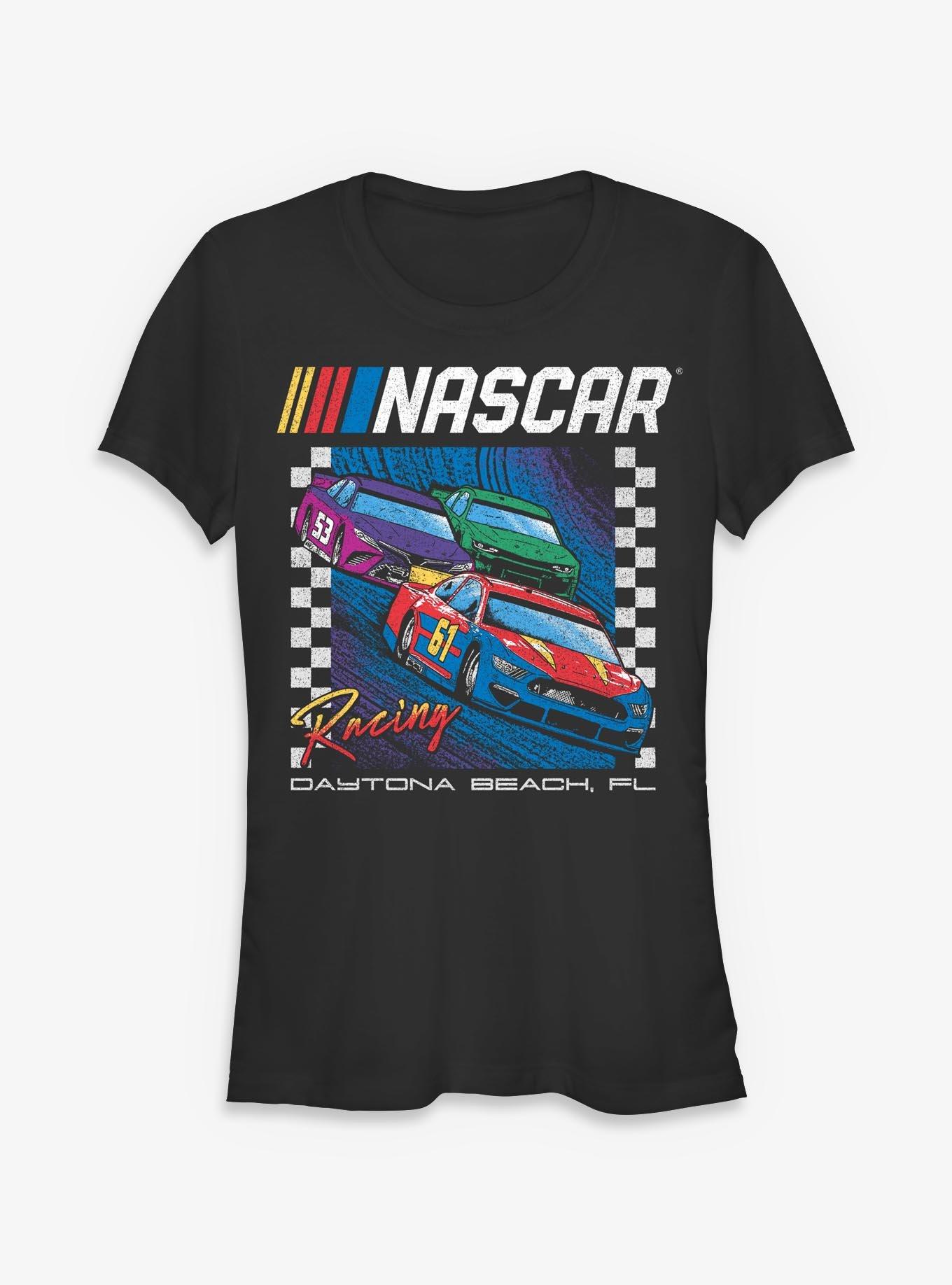 NASCAR Racing Check Box Racers Girls T-Shirt, BLACK, hi-res