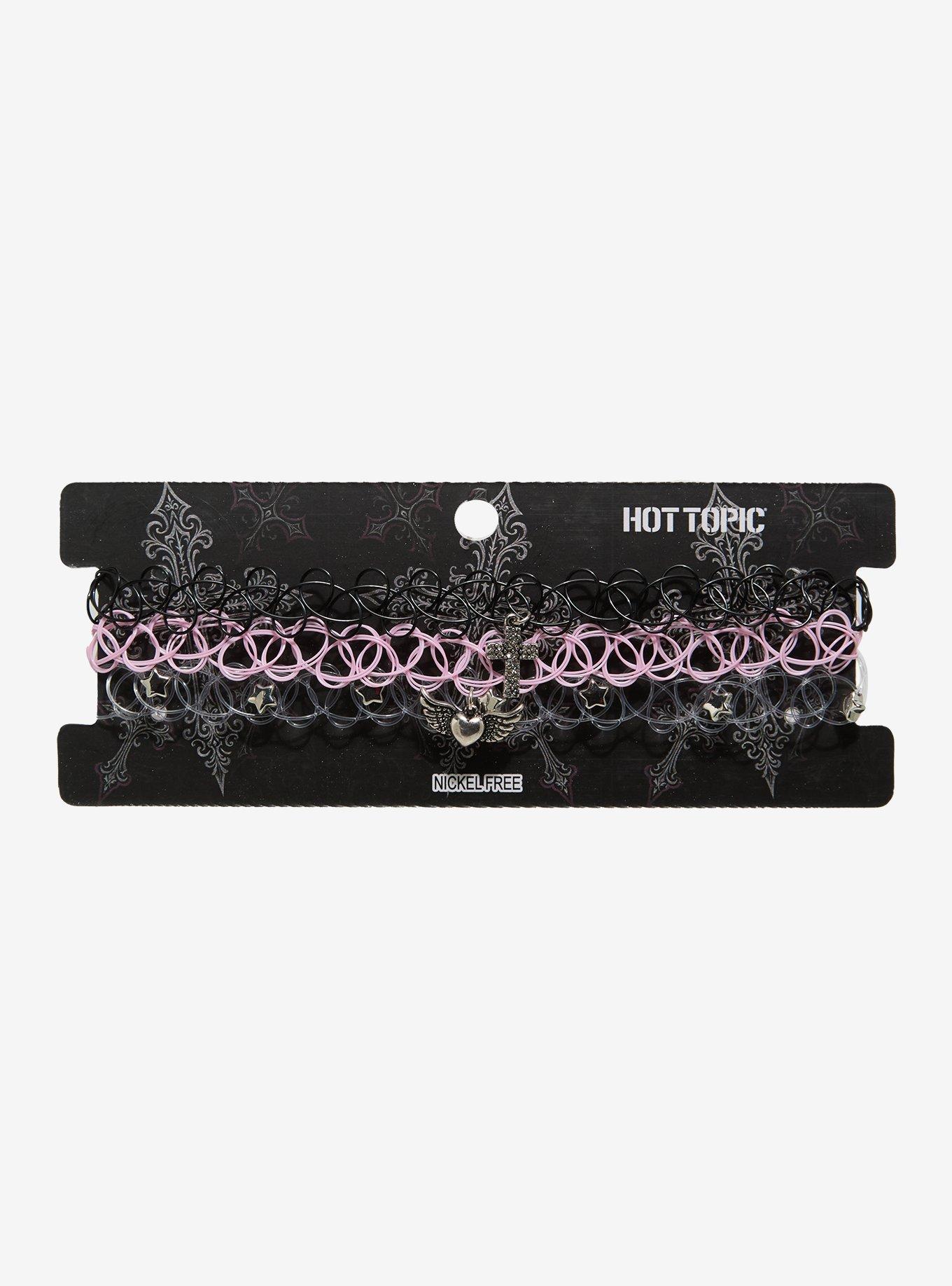 Winged Heart Rhinestone Cross Tattoo Choker Set | Hot Topic