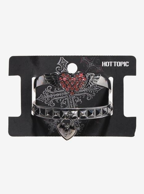 Winged Heart Padlock Cuff Bracelet Set | Hot Topic
