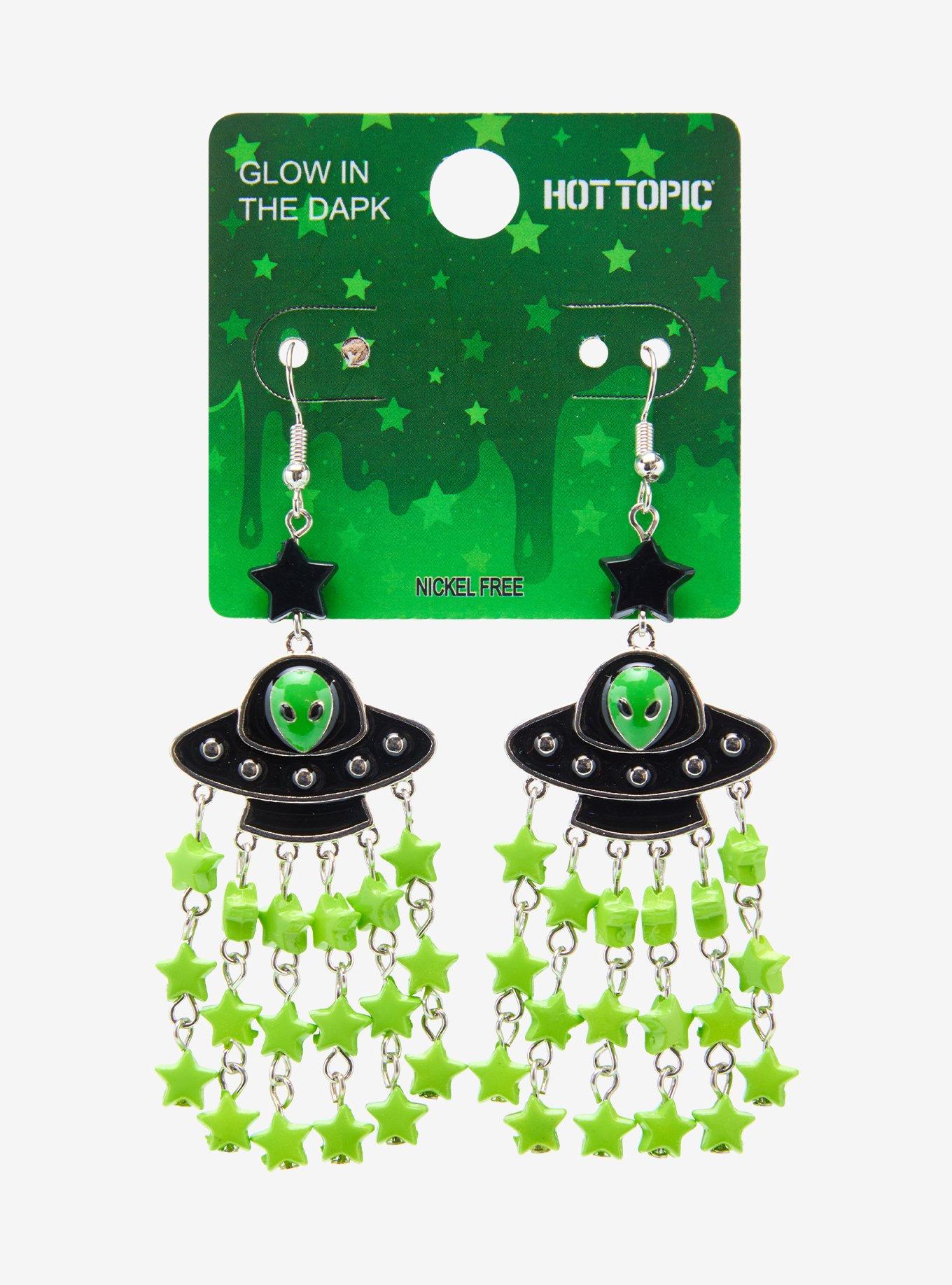 UFO Star Beads Glow-In-The-Dark Earrings, , hi-res