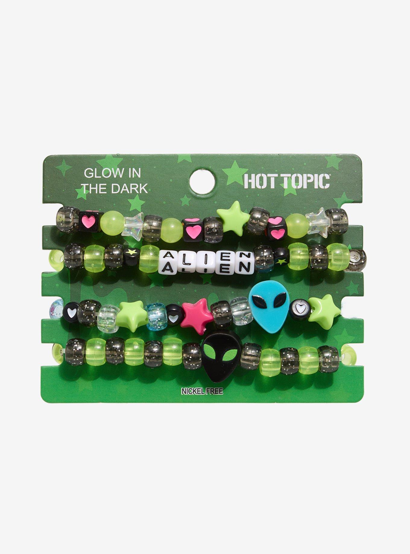 Alien Glow-In-The-Dark Bead Bracelet Set, , hi-res