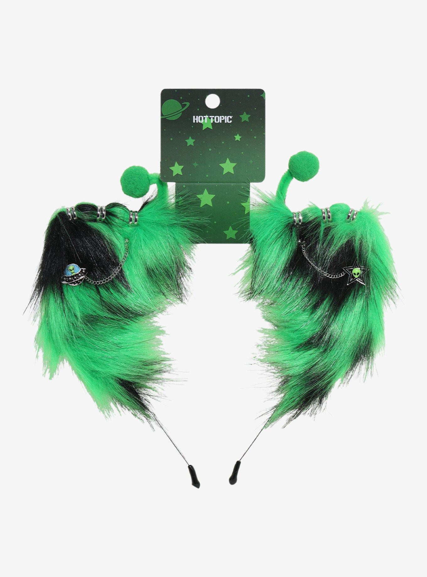 Black & Green Alien Cat Ear Headband, , hi-res