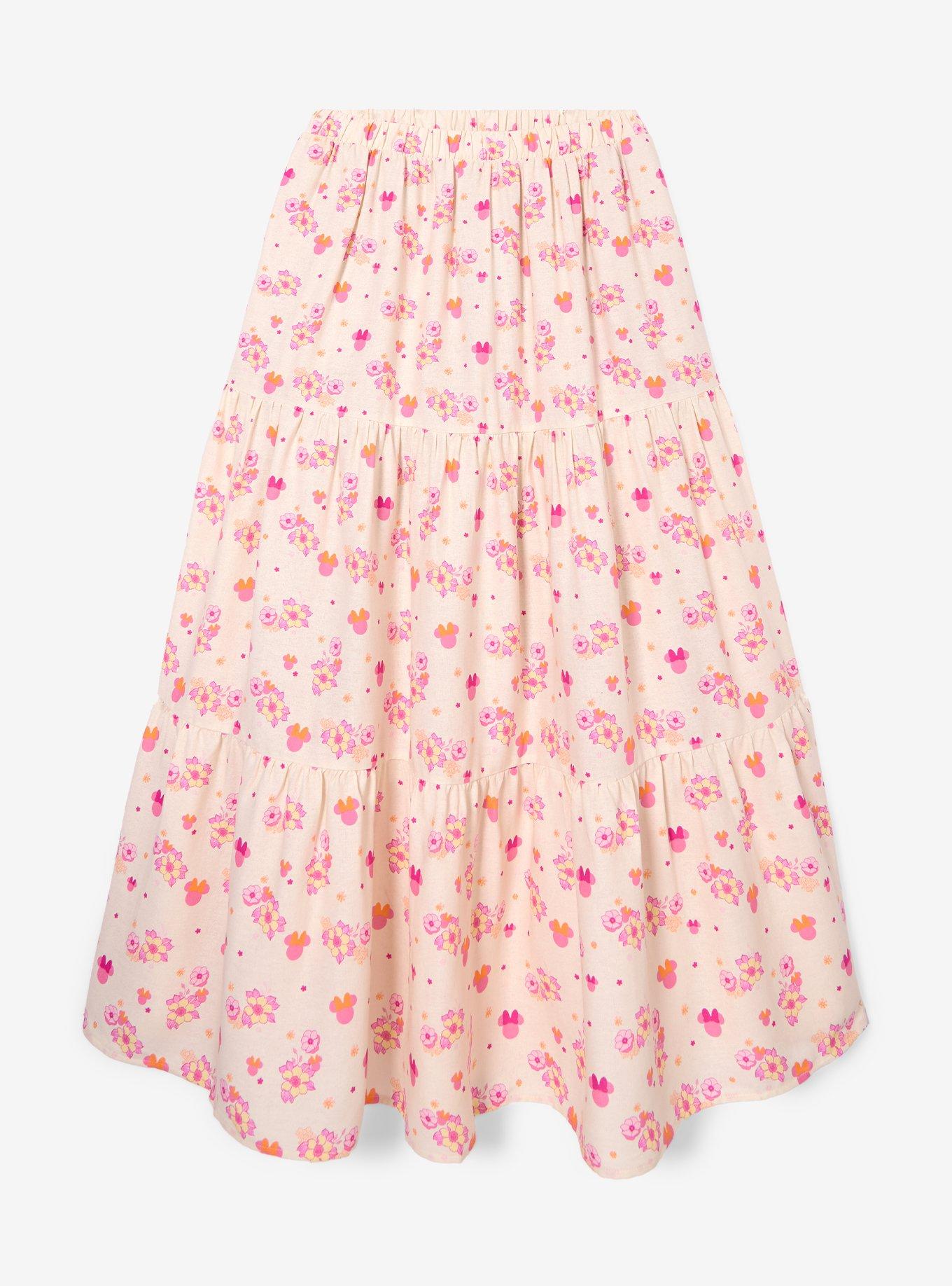 Disney Minnie Mouse Floral Tiered Plus Size Skirt &mdash; BoxLunch Exclusive, , hi-res