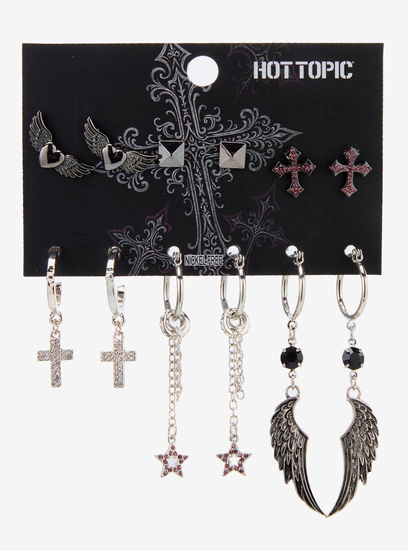 Bling Cross Wing Earring Set, , hi-res
