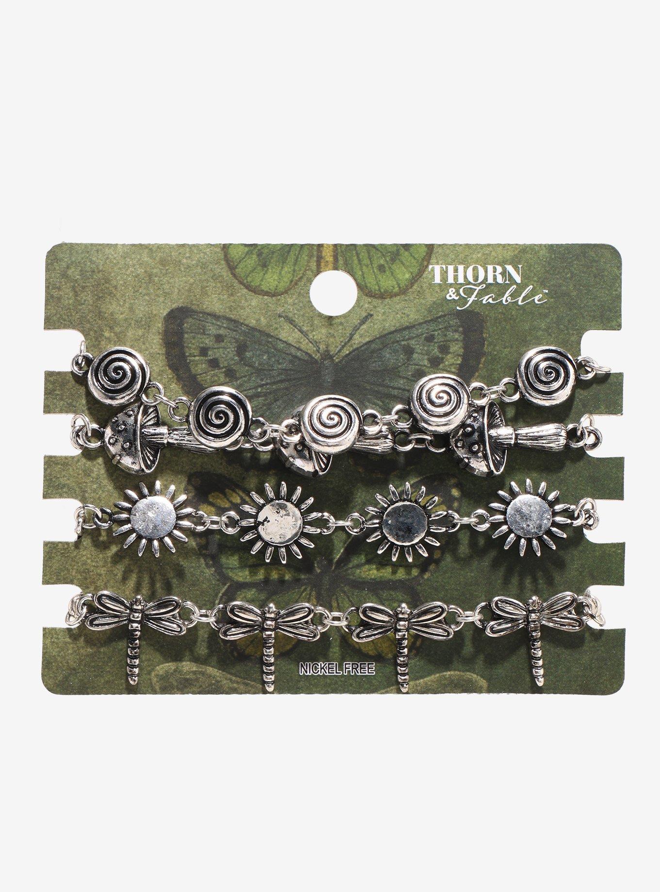 Thorn & Fable Dragonfly Mushroom Sun Bracelet Set, , hi-res