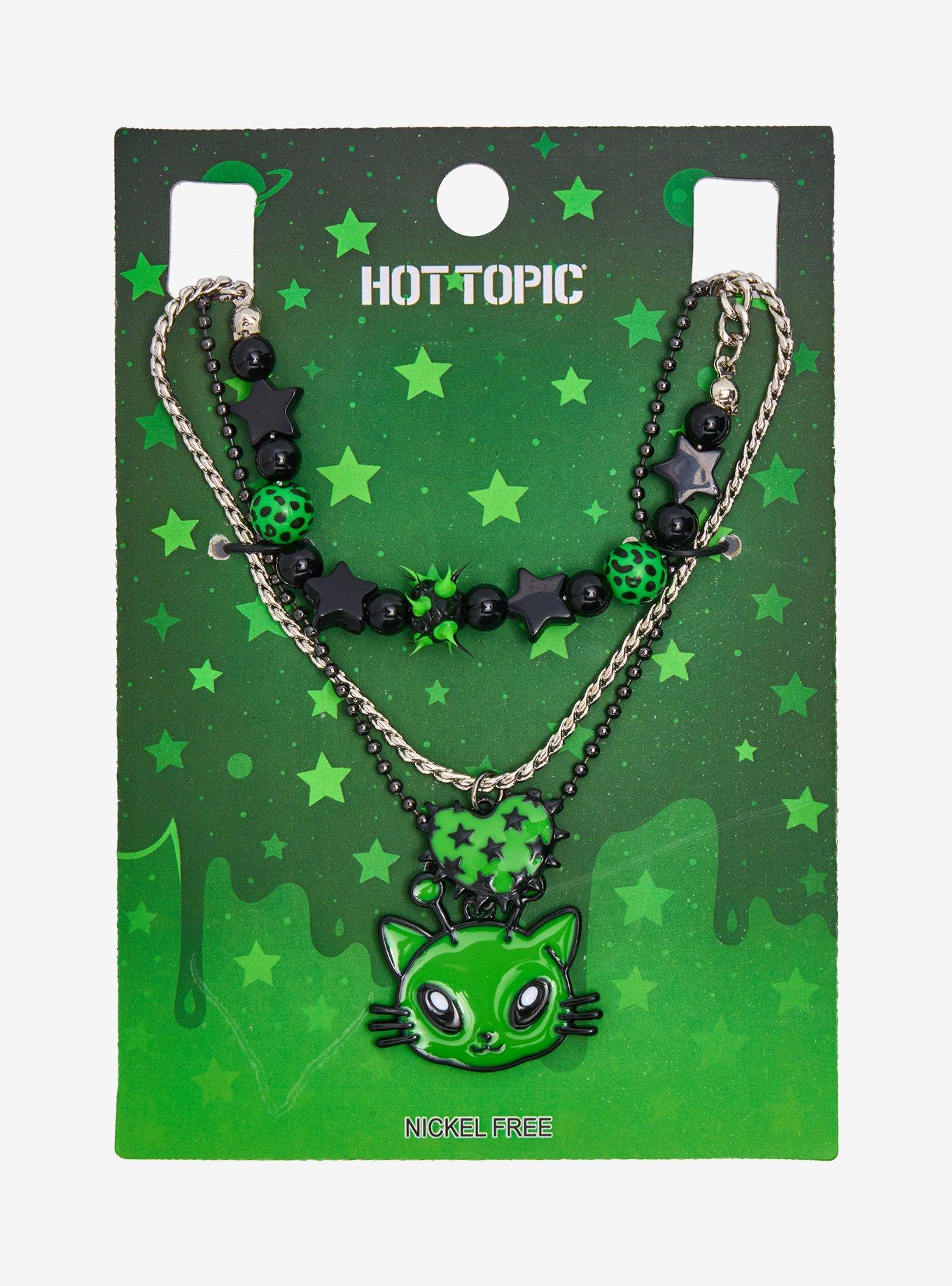 Green Alien Cat Necklace Set, , hi-res