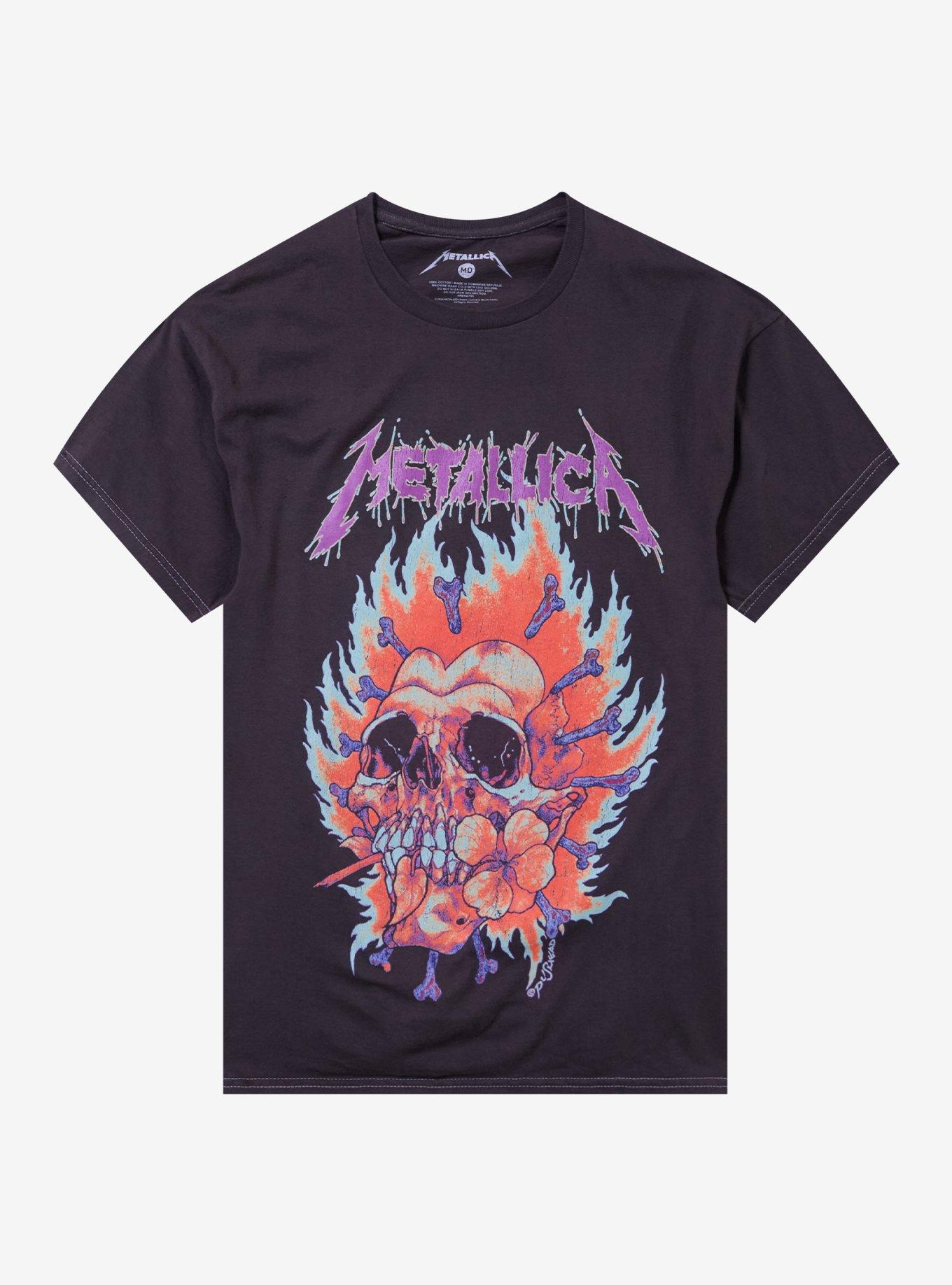Metallica Flaming Flower Skull T-Shirt, , hi-res