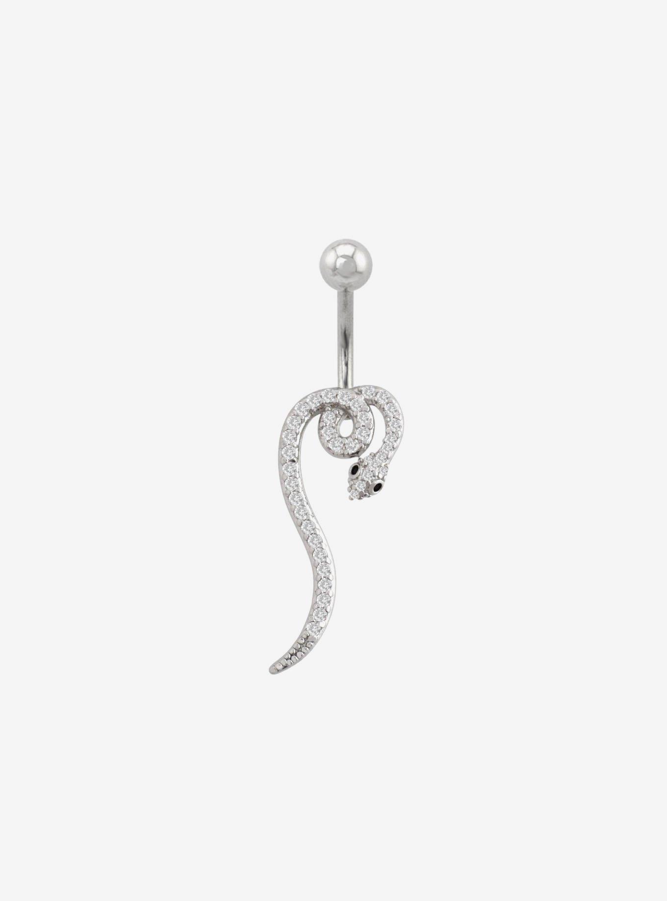 Steel Bling Snake Navel Barbell, , hi-res