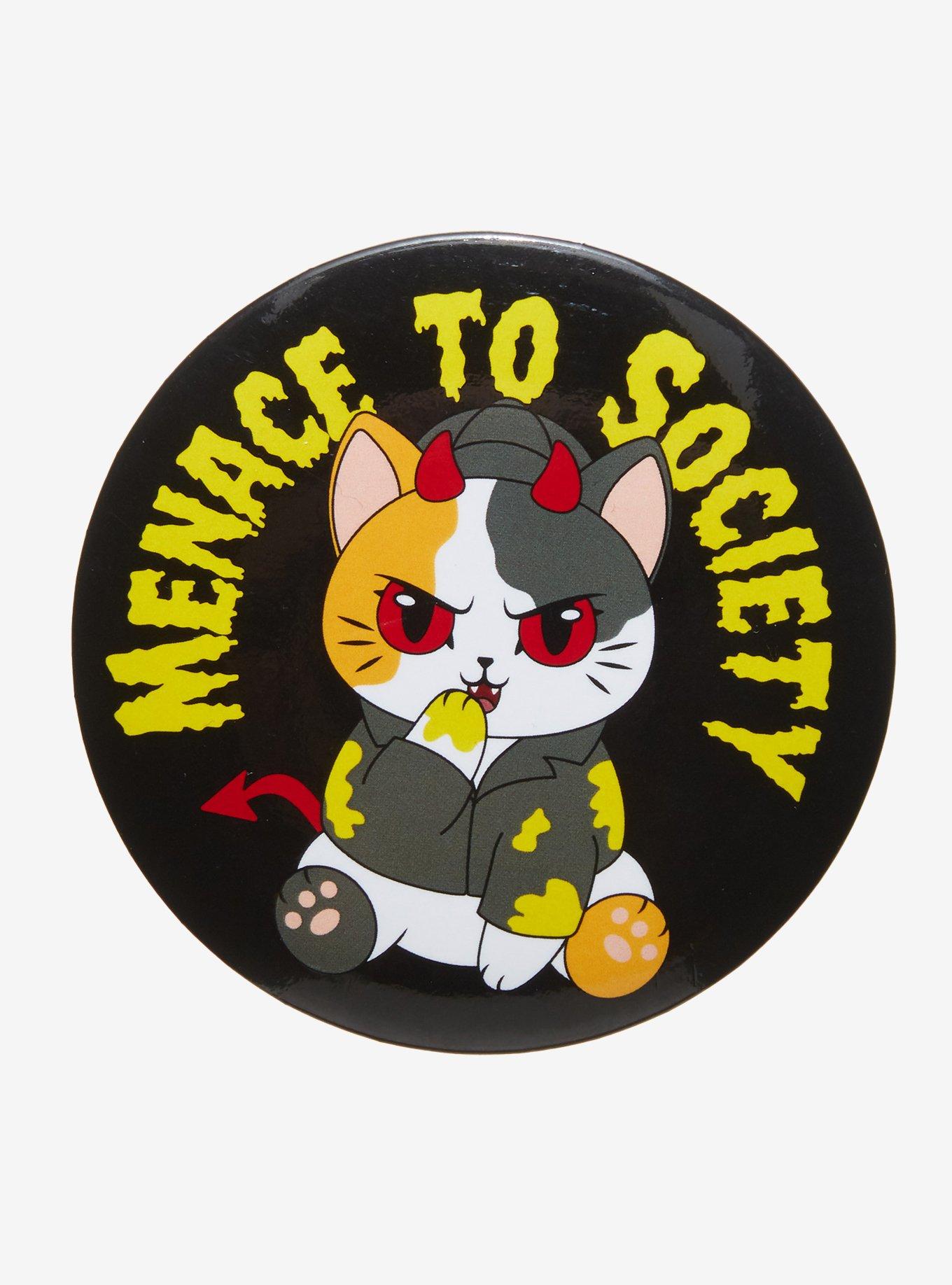 Lucipurr Menace To Society Cat 3 Inch Button, , hi-res