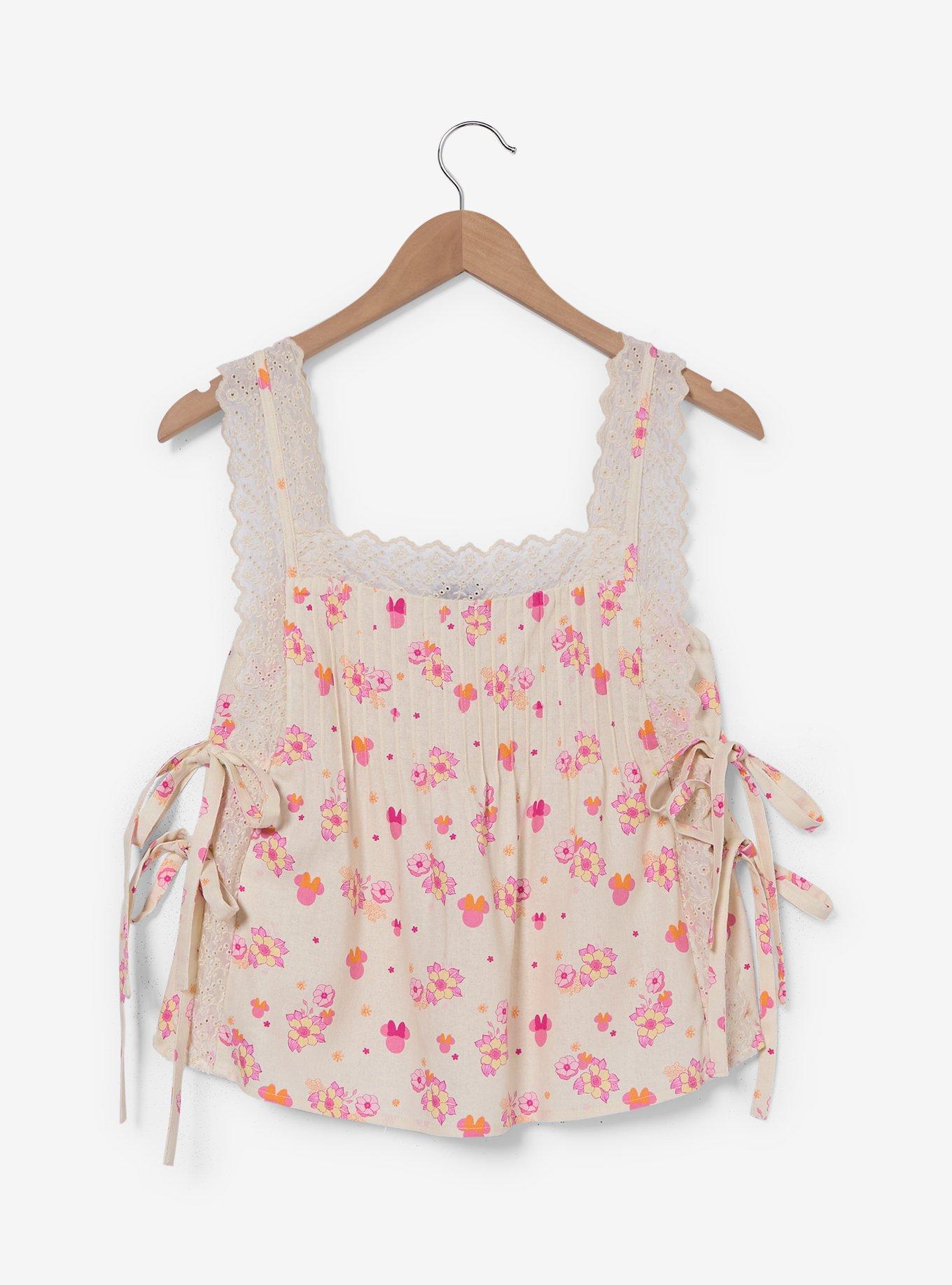 Disney Minnie Mouse Floral Allover Print Women's Linen Tank Top - BoxLunch Exclusive, , hi-res