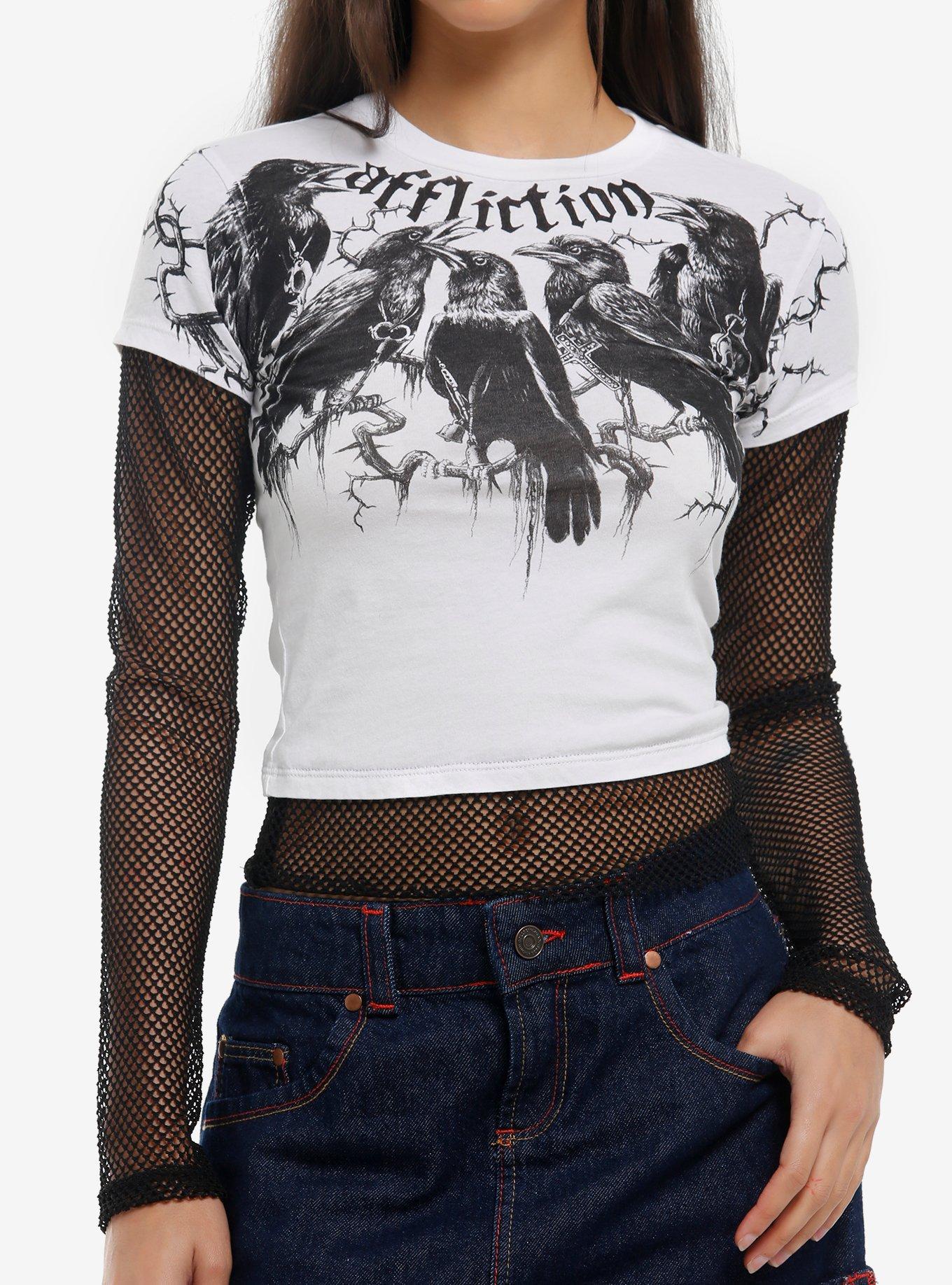 Affliction Raven Fishnet Girls Long-Sleeve T-Shirt, , hi-res