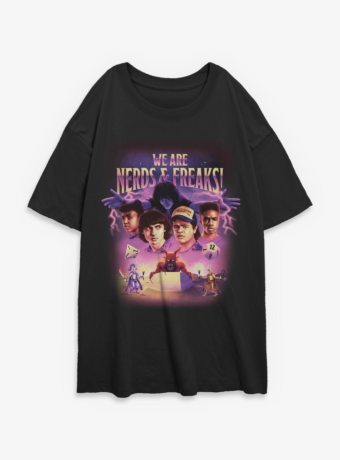 Stranger Things We Are Nerds & Freaks Retro Girls Oversized T-Shirt, , hi-res