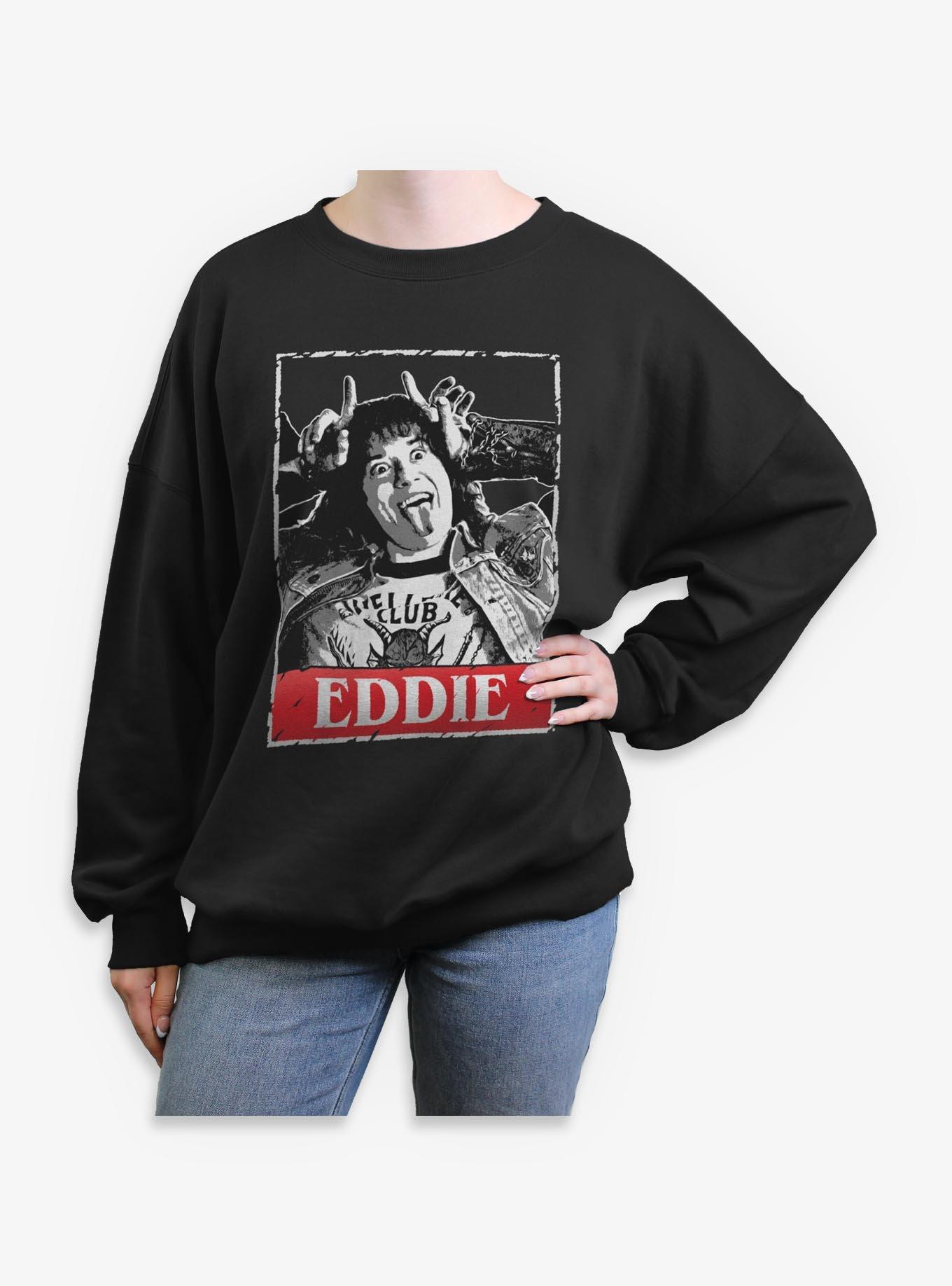 Stranger Things Eddie Munson Horns Girls Oversized Sweatshirt