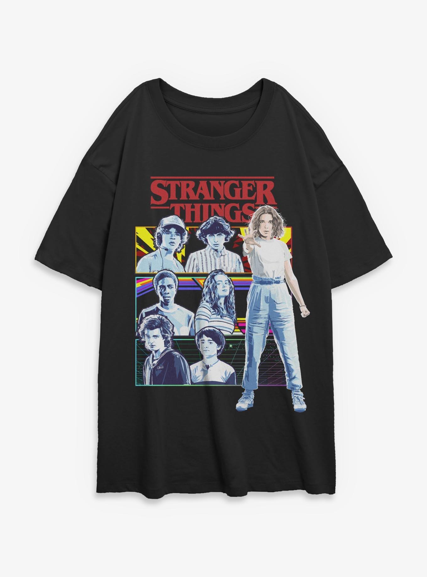 Stranger Things Group Panel Girls Oversized T-Shirt