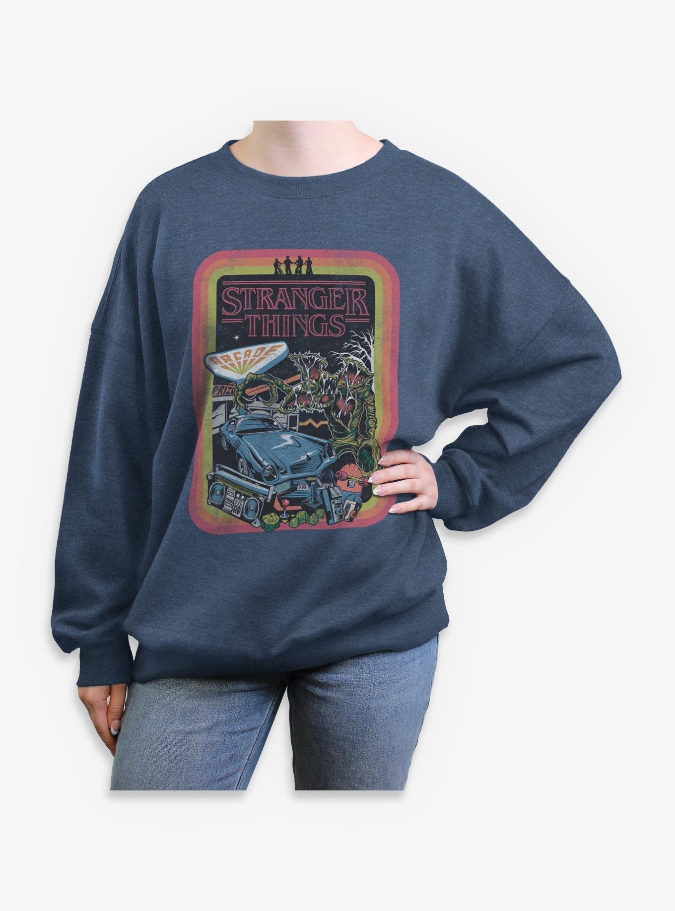 Stranger Things Retro Collage Girls Oversized Sweatshirt