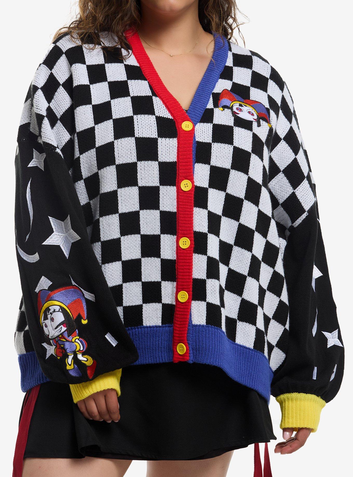The Amazing Digital Circus Pomni Checker Girls Cardigan Plus Size, , hi-res