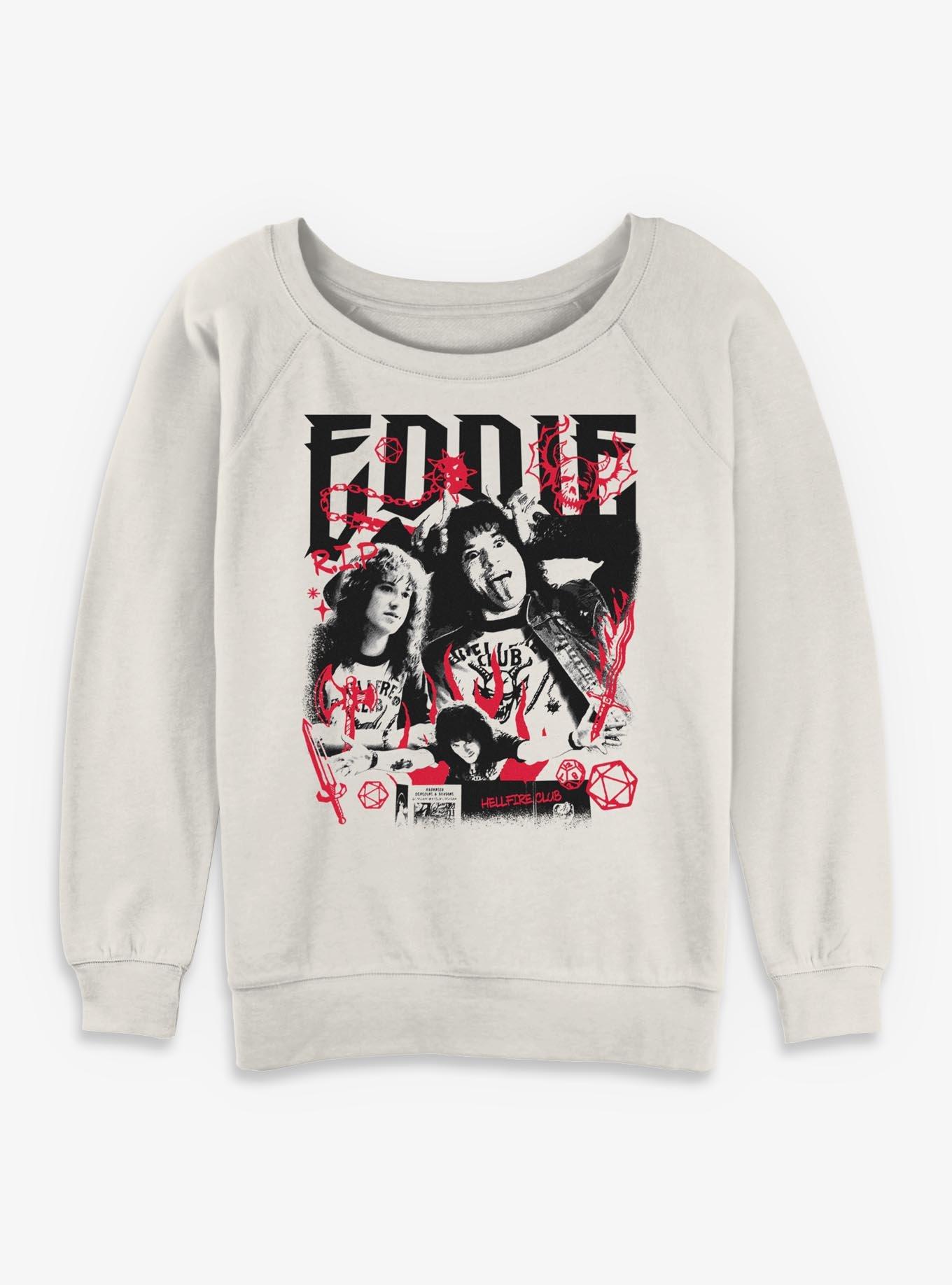 Stranger Things Eddie Munson Collage Girls Slouchy Sweatshirt, , hi-res