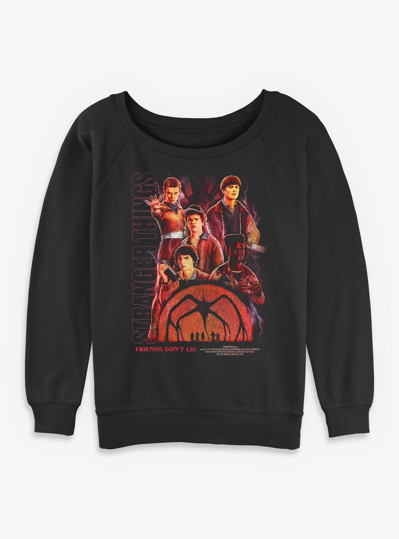 Stranger Things Friends Collage Girls Slouchy Sweatshirt Hot Topic Exclusive, , hi-res
