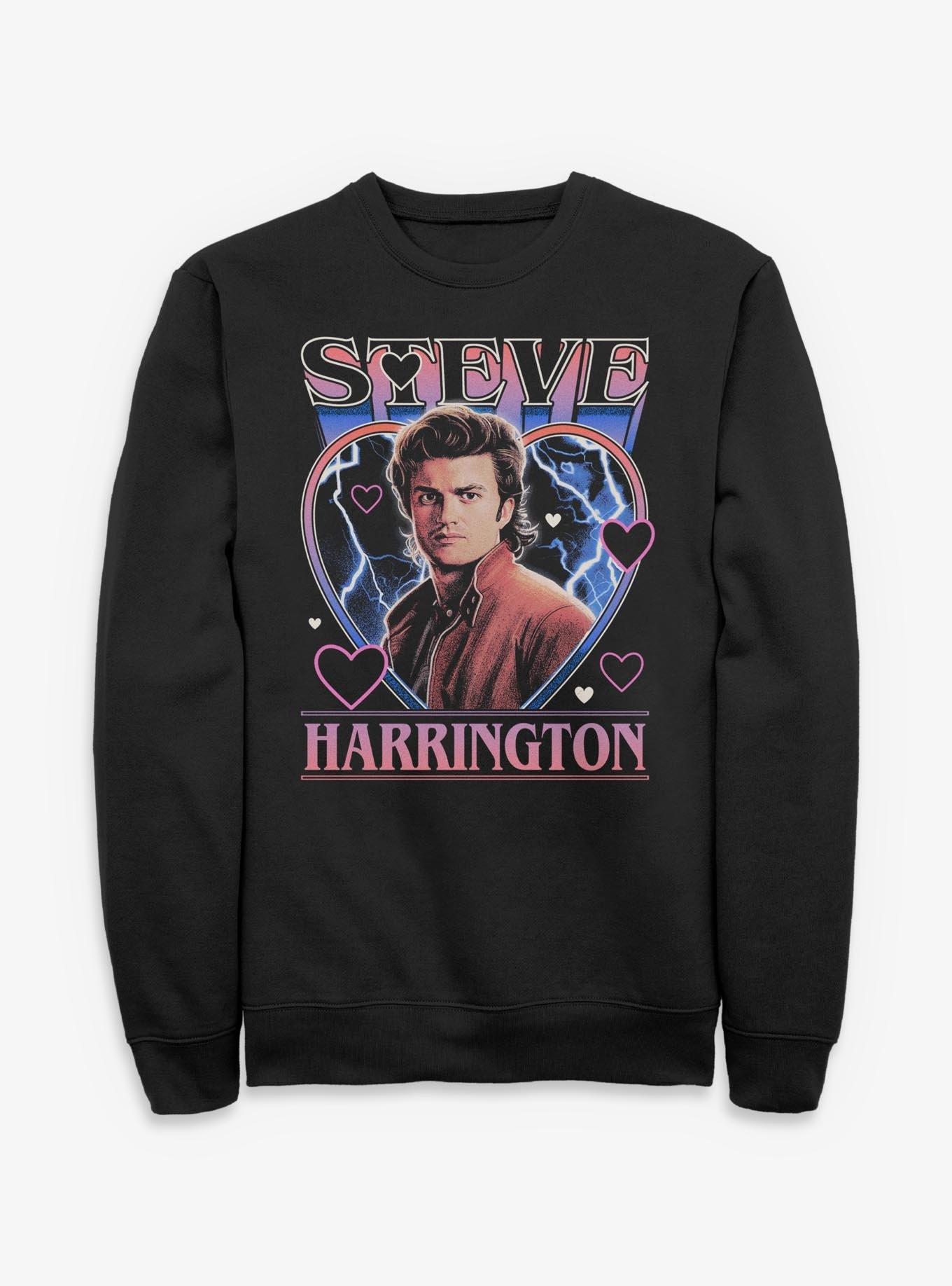 Stranger Things Steve Harrington Hearts Sweatshirt Hot Topic Exclusive, , hi-res