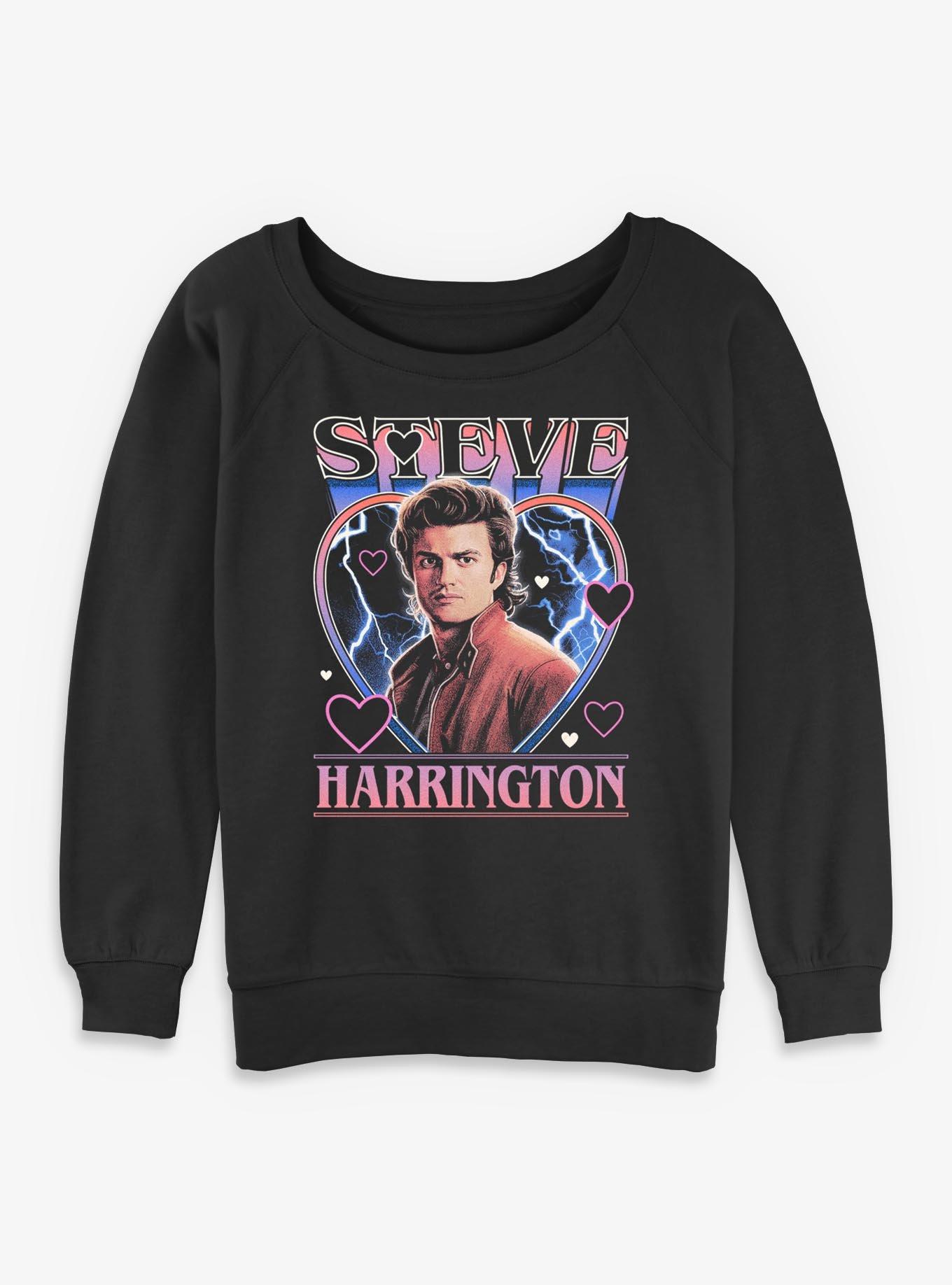 Stranger Things Steve Harrington Hearts Girls Slouchy Sweatshirt Hot Topic Exclusive, , hi-res