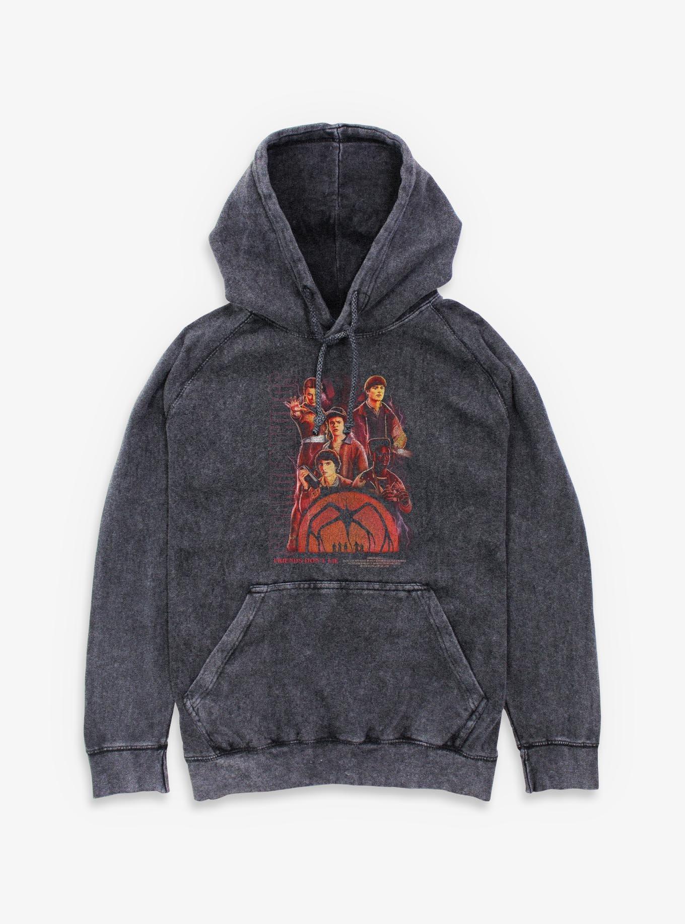 Stranger Things Friends Collage Mineral Wash Hoodie Hot Topic Exclusive, , hi-res