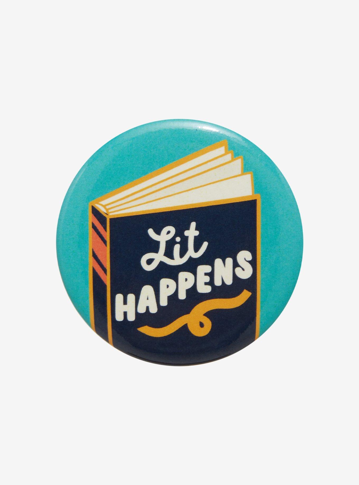 Lit Happens Book Circular Magnet, , hi-res