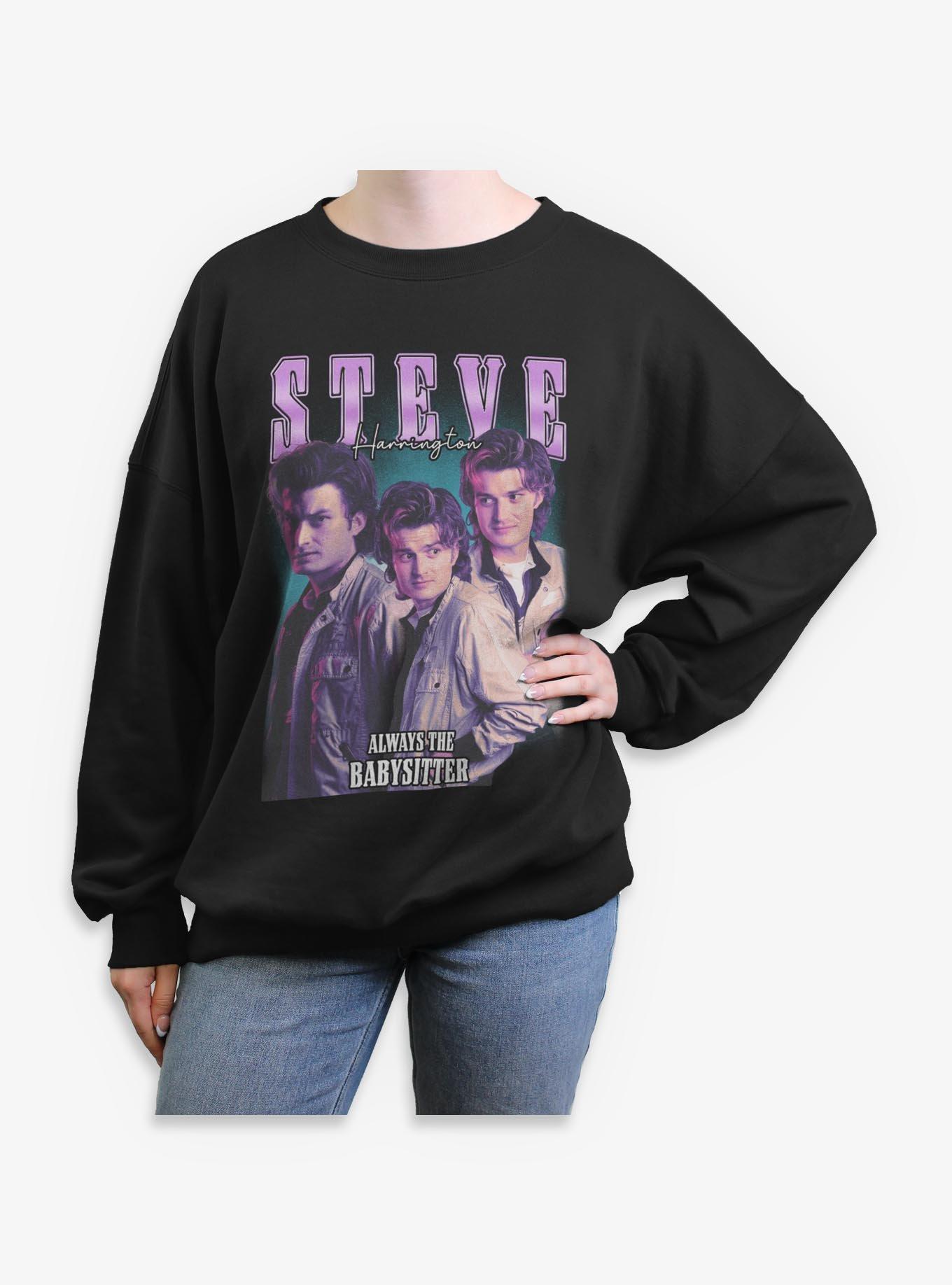 Stranger Things Steve Harrington Collage Girls Oversized Sweatshirt, , hi-res