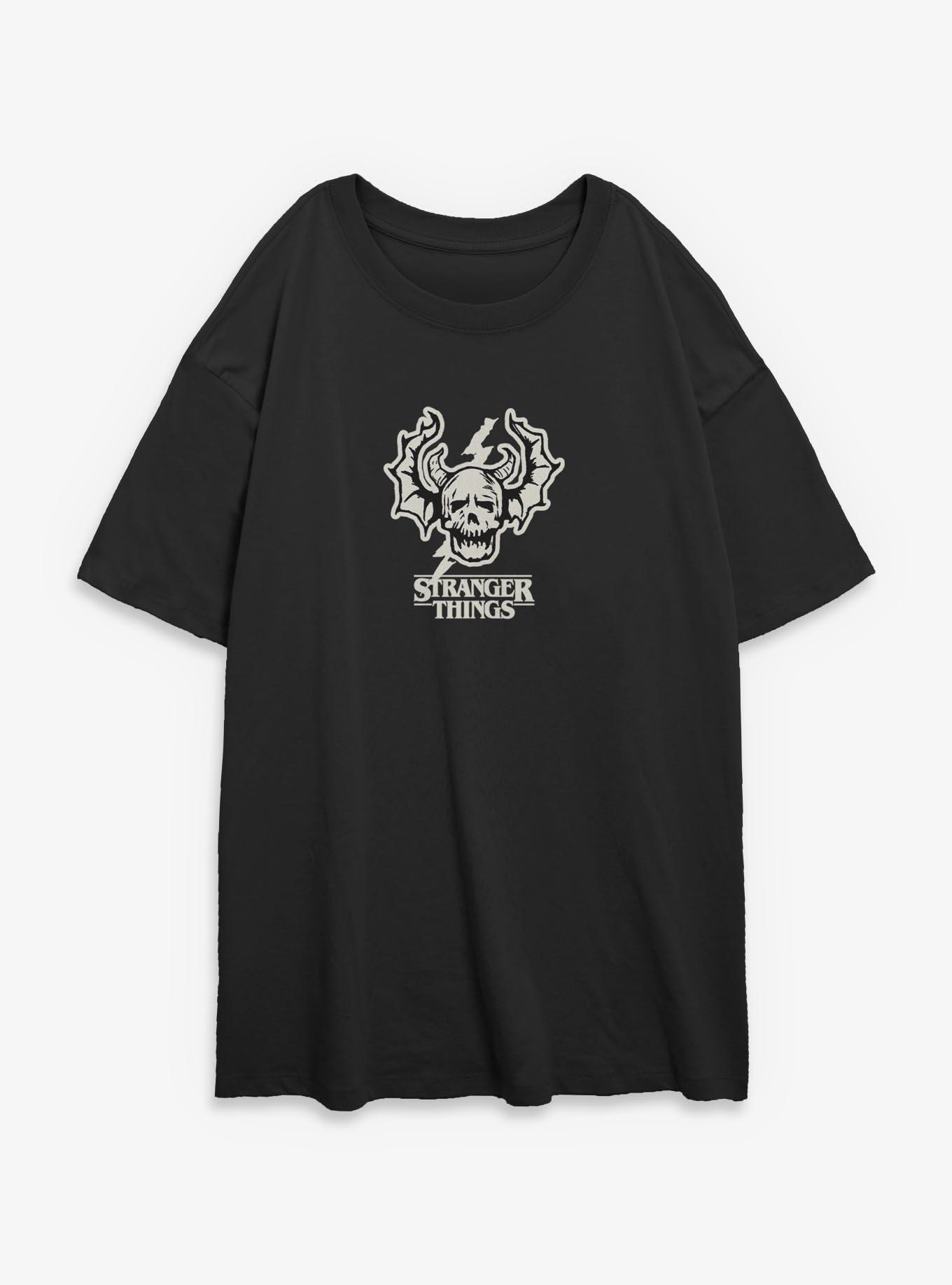 Stranger Things Skull Logo Girls Oversized T-Shirt