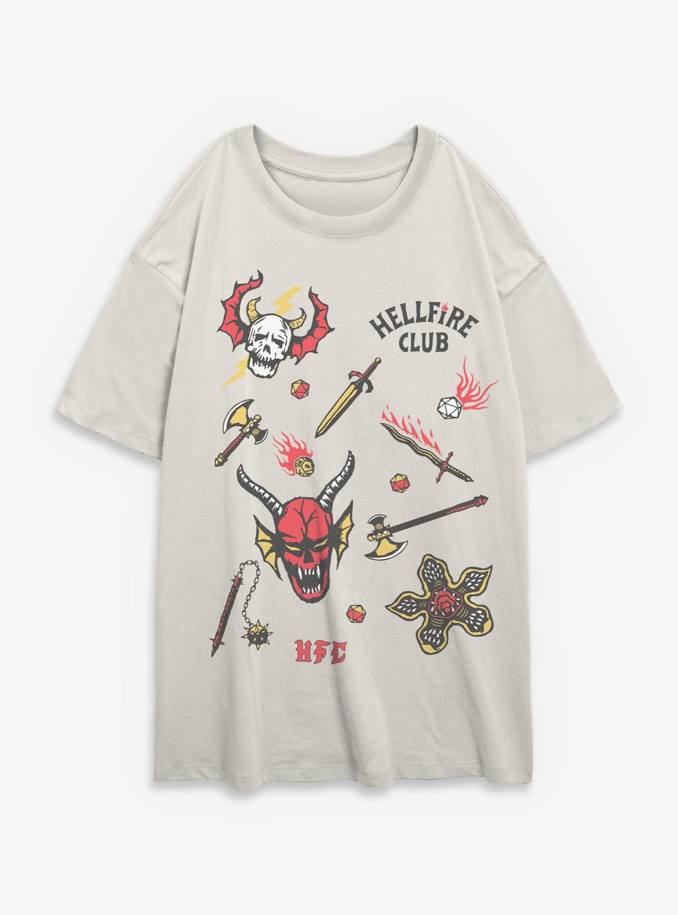 Stranger Things Tattoo Flash Sheet Girls Oversized T-Shirt