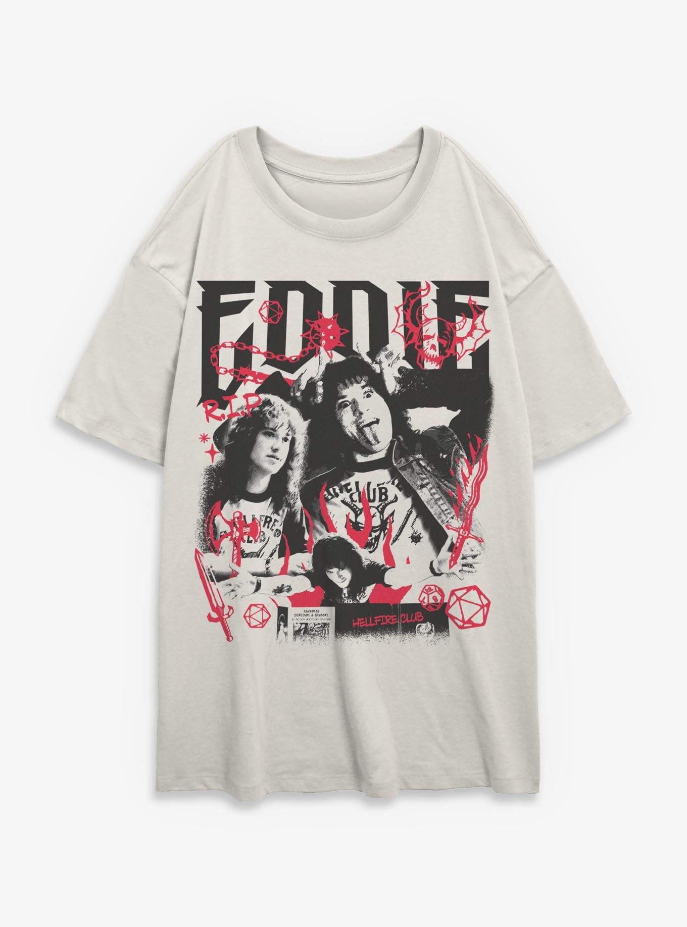 Stranger Things Eddie Munson Collage Girls Oversized T-Shirt, EGRET, hi-res view 1