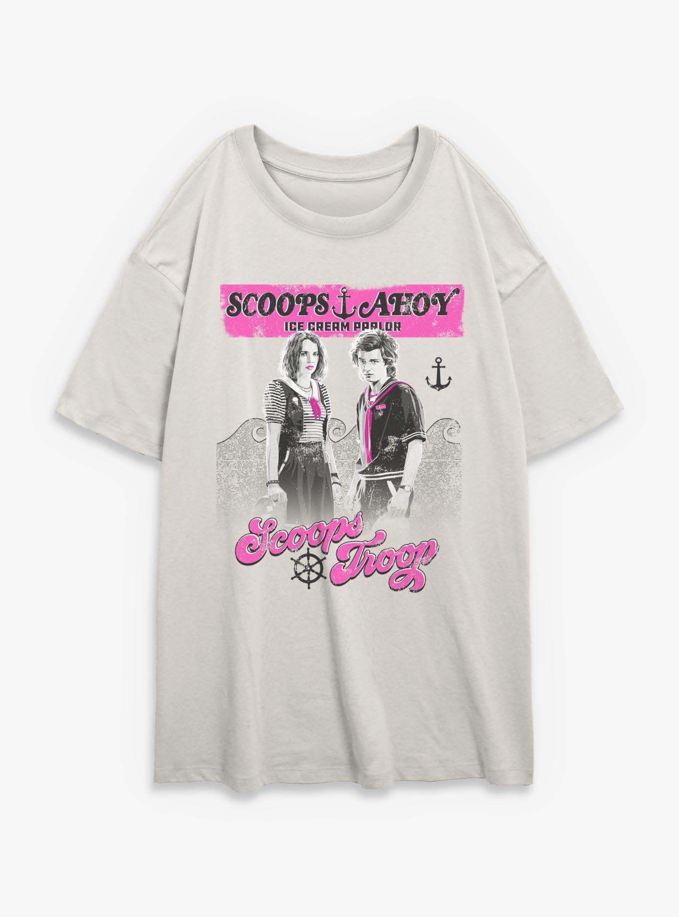 Stranger Things Steve and Robin Scoops Troop Girls Oversized T-Shirt, , hi-res