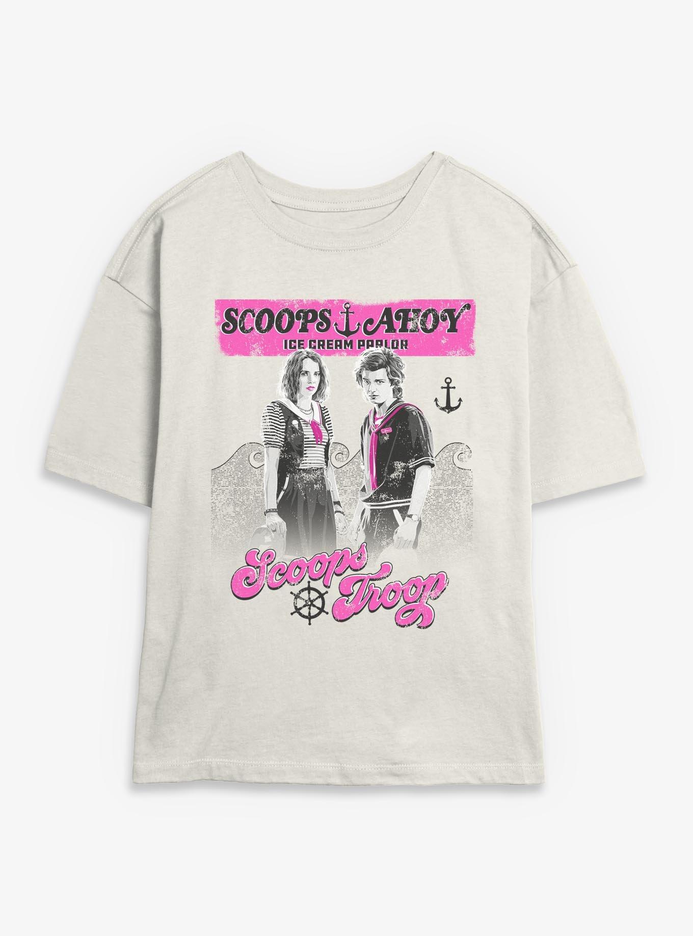 Stranger Things Steve and Robin Scoops Troop Girls Skimmer T-Shirt, , hi-res