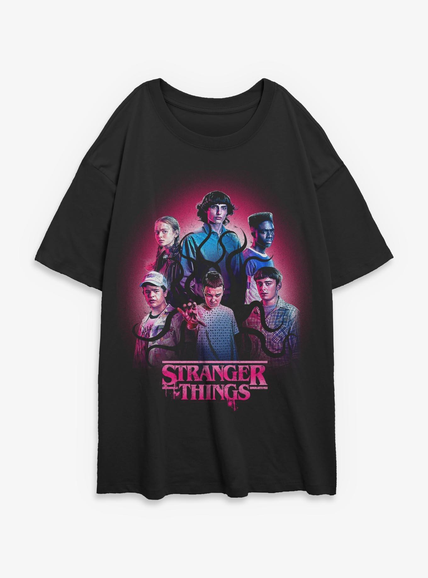 Stranger Things Group Shot Girls Oversized T-Shirt