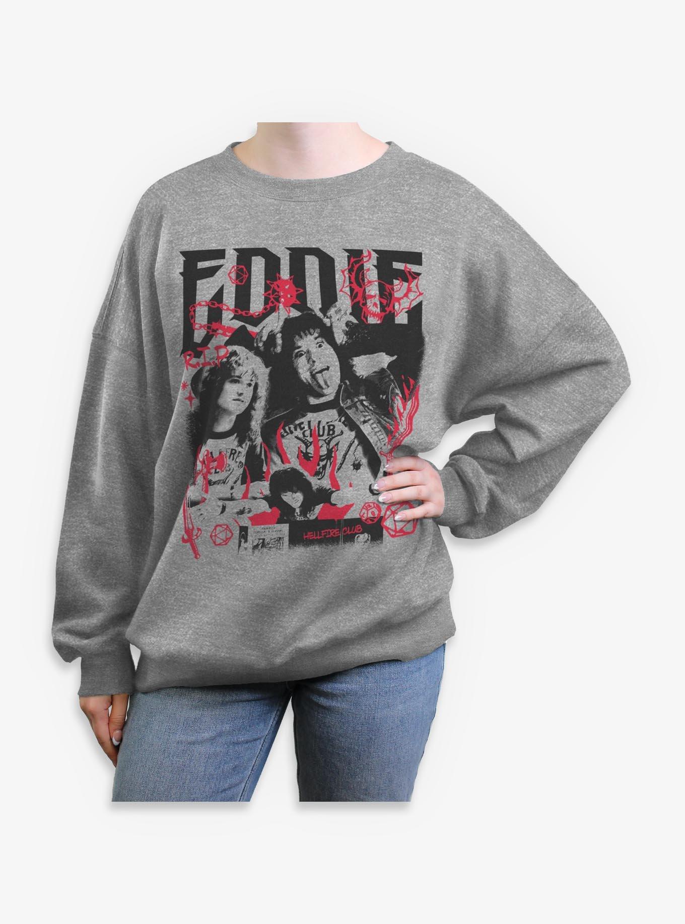 Stranger Things Eddie Munson Collage Girls Oversized Sweatshirt