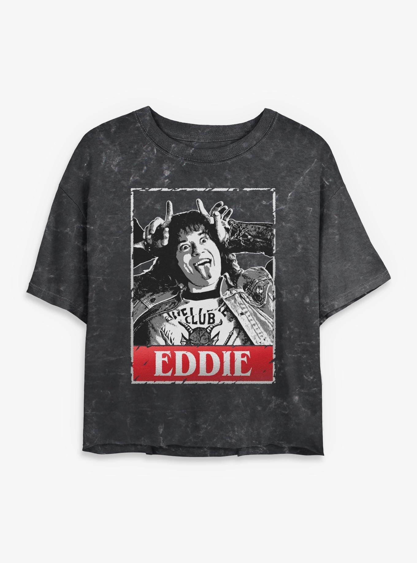Stranger Things Eddie Munson Horns Girls Mineral Wash Crop T-Shirt, , hi-res