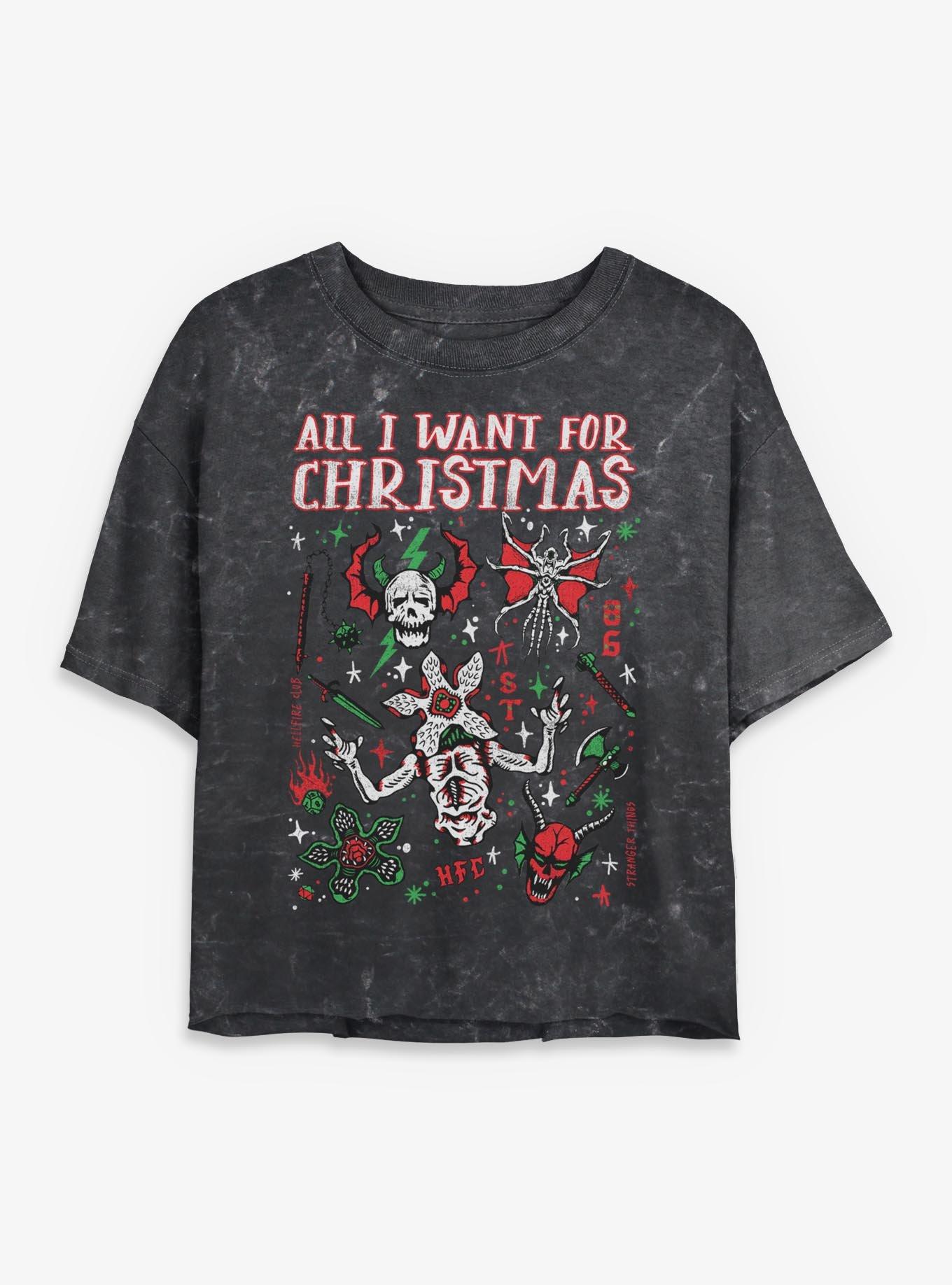 Stranger Things Christmas Flash Sheet Girls Mineral Wash Crop T-Shirt, , hi-res