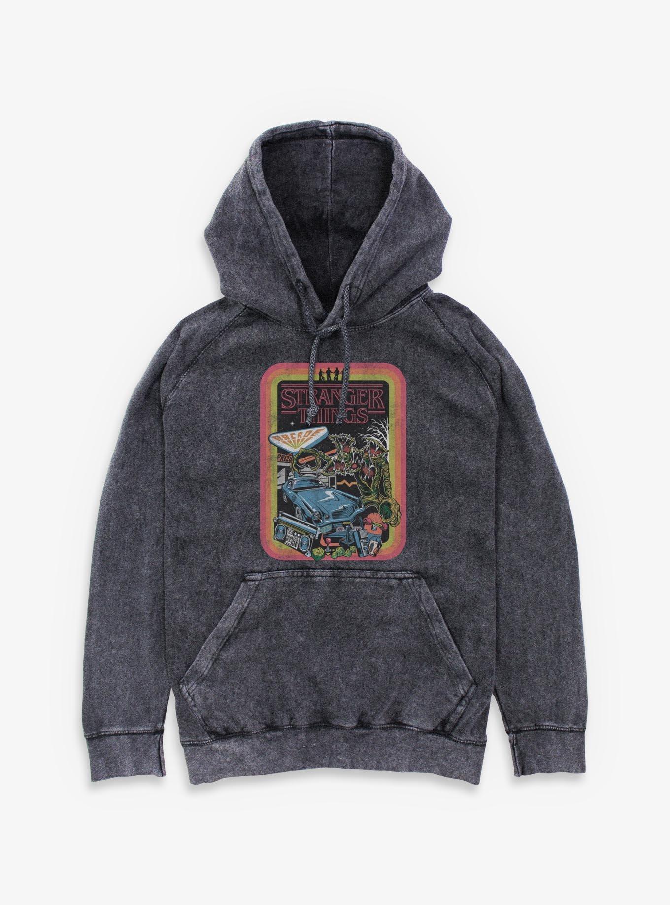 Stranger Things Retro Collage Mineral Wash Hoodie, , hi-res