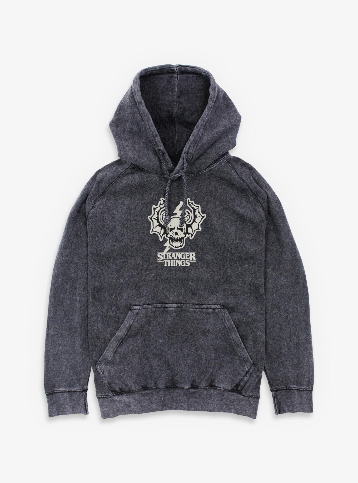 Stranger Things Skull Logo Mineral Wash Hoodie, , hi-res