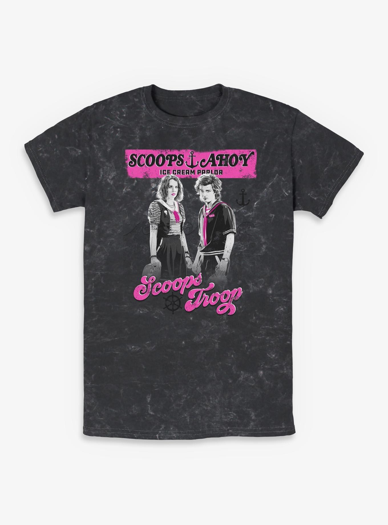 Stranger Things Steve and Robin Scoops Troop Mineral Wash T-Shirt, , hi-res