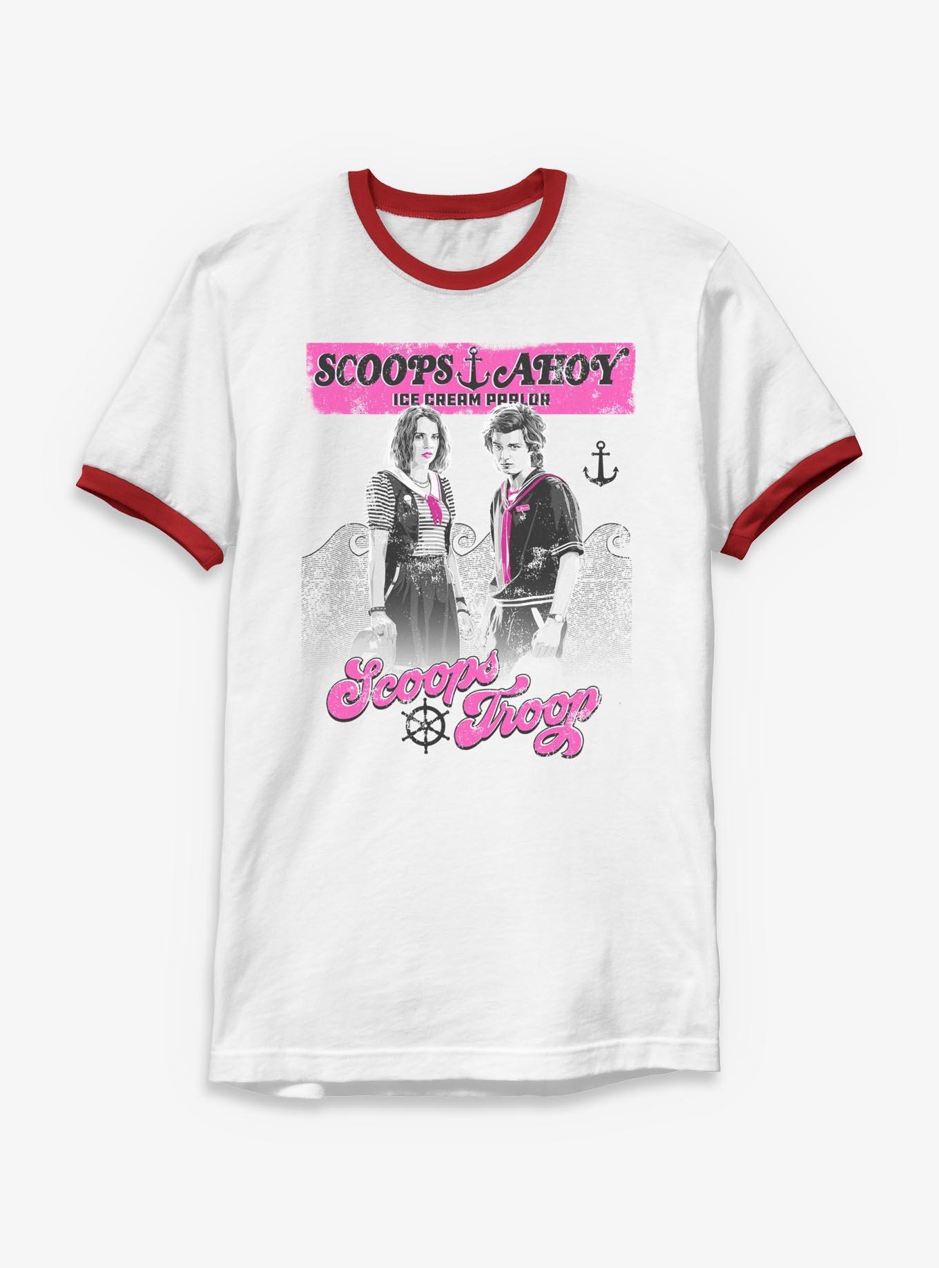 Stranger Things Steve and Robin Scoops Troop Ringer T-Shirt, , hi-res