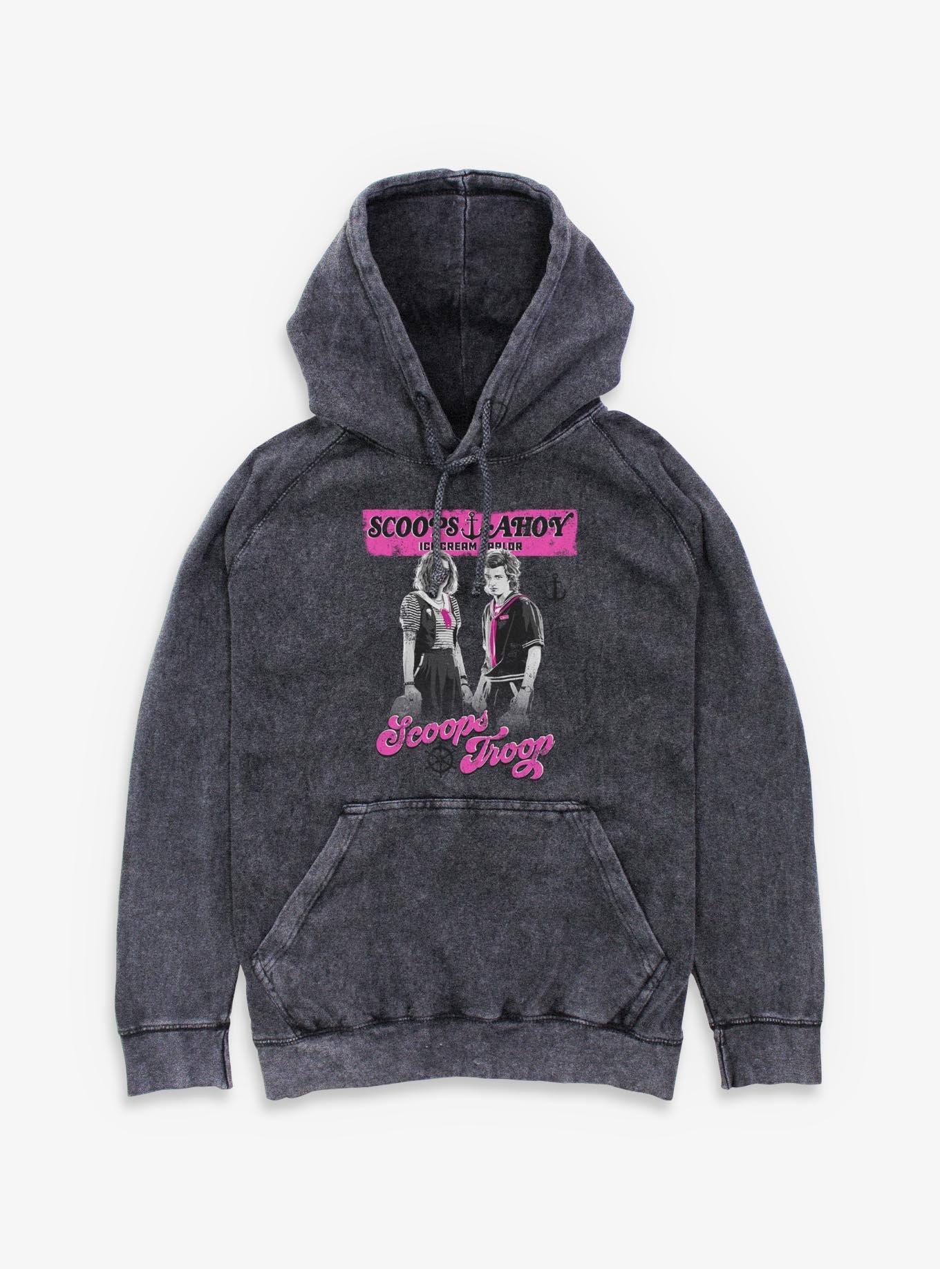Stranger Things Steve and Robin Scoops Troop Mineral Wash Hoodie, , hi-res