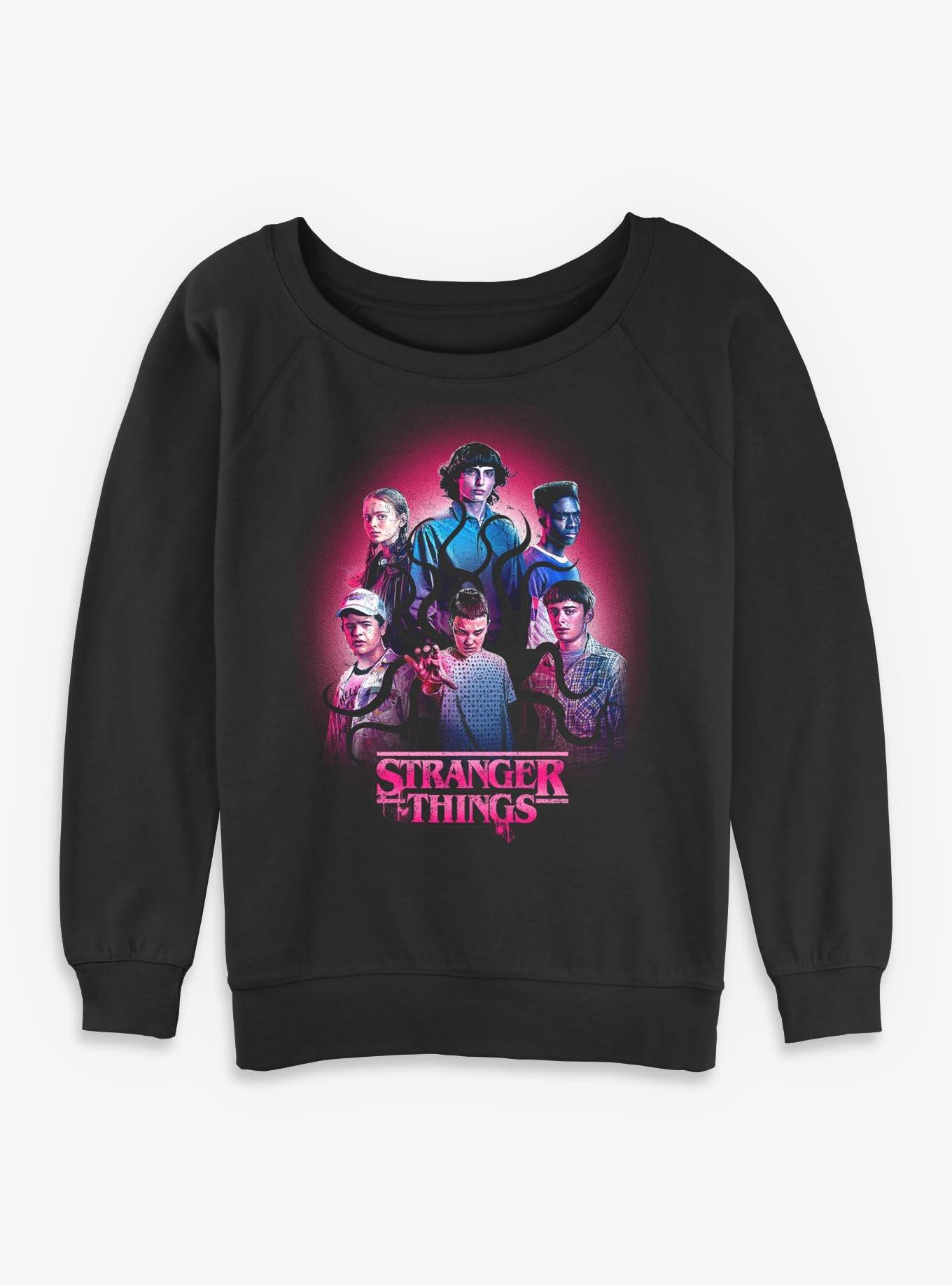Stranger Things Group Shot Girls Slouchy Sweatshirt, , hi-res