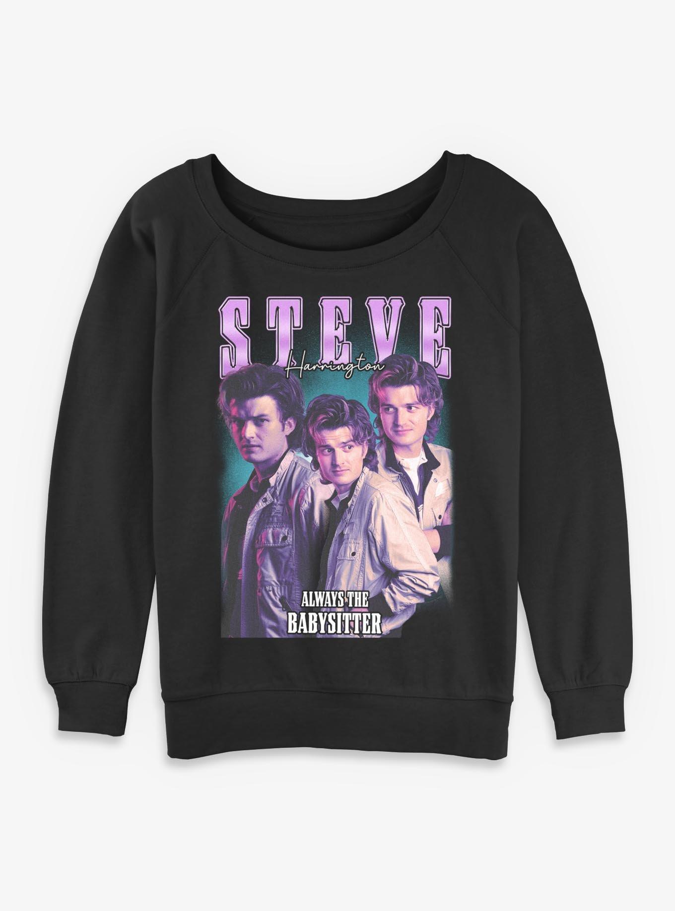 Stranger Things Steve Harrington Collage Girls Slouchy Sweatshirt, , hi-res