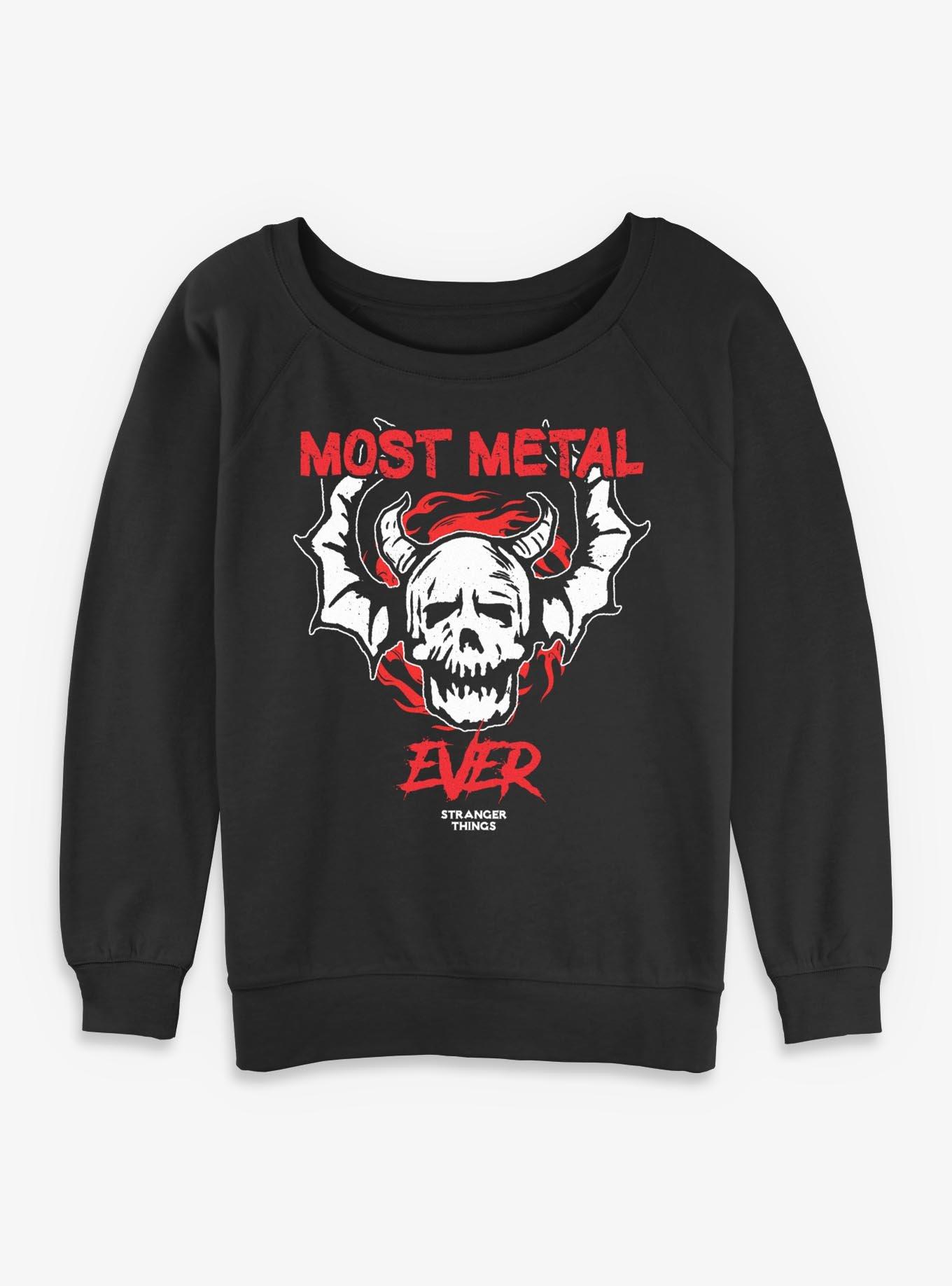 Stranger Things Most Metal Ever Girls Slouchy Sweatshirt, , hi-res