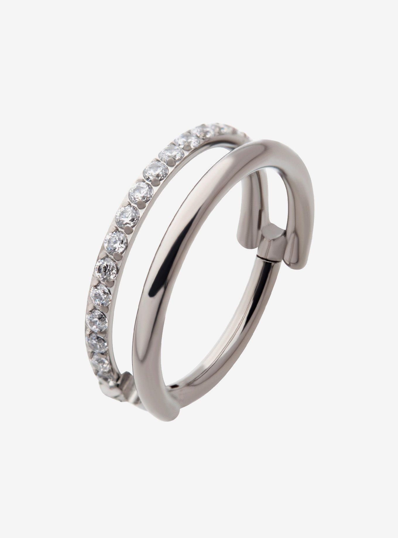 Titanium Bling Double Row Hinged Clicker, , hi-res