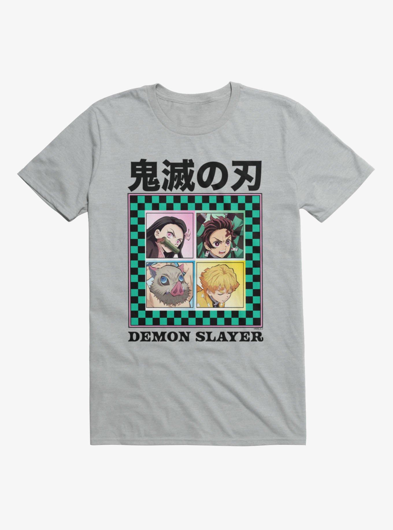 Demon Slayer: Kimetsu No Yaiba Character Checker Boxes T-Shirt, SPORT GRAY, hi-res